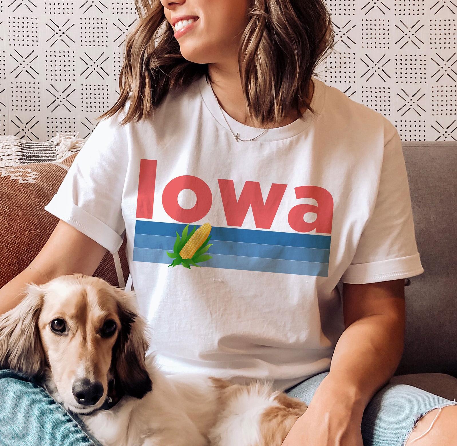 Iowa TShirt Retro Corn Unisex Iowa Shirt Personalization Available Graphic Tee – Aesthetic Look · High-Quality Print