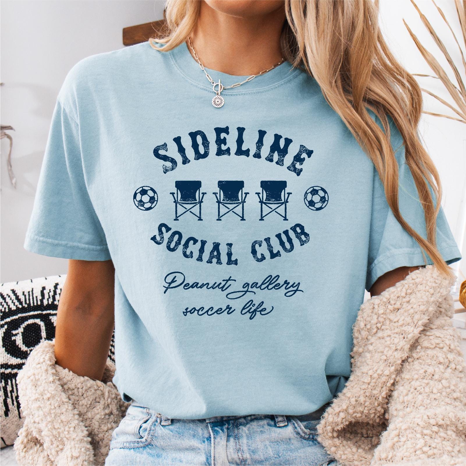 Sideline Social Club Funny Soccer Shirt Soccer Mom Soccer Dad Game Day Tee Shirt Soccer Mom Life Soccer Family Graphic Tee – Bold Style · High-Quality Print