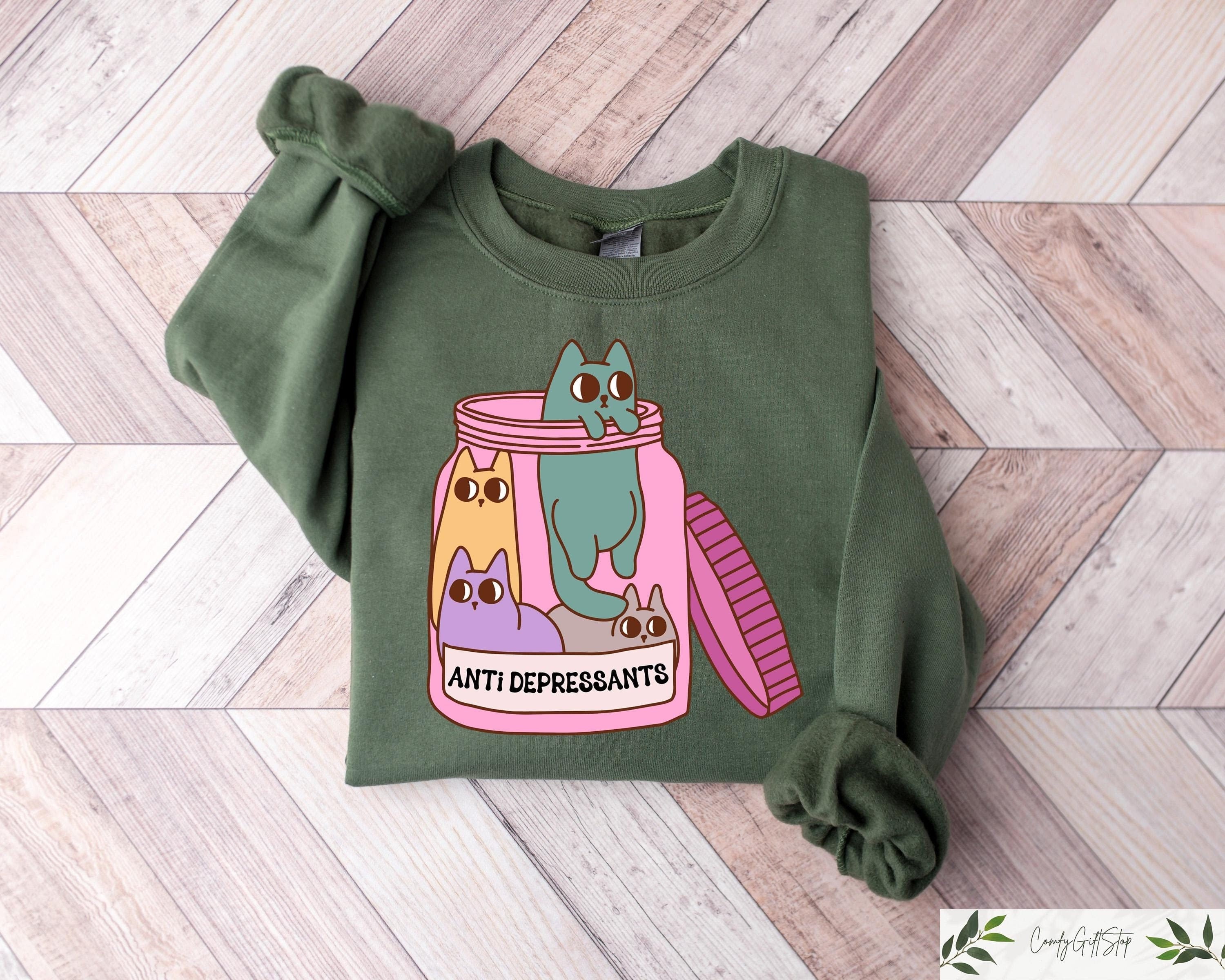 Antidepressants Cats Sweatshirt Funny Cat T shirt Mental Health Shirt Funny Anxiety Hoodie Cat Lover Crewneck Cat Owner Graphic Tee Hoodie – Everyday Comfort · Perfect For Daily Wear