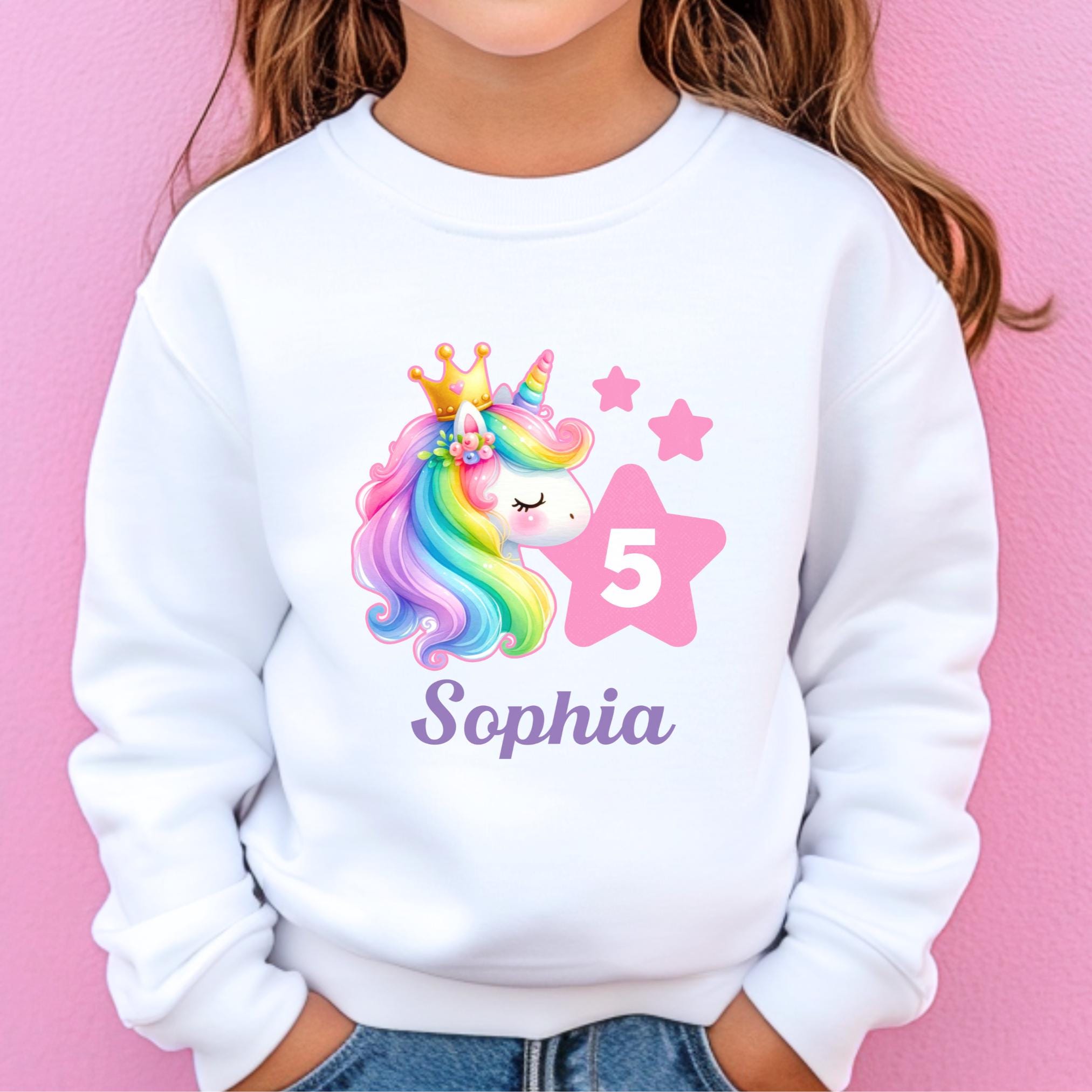 Personalized Unicorn Sweatshirt for Girls Custom Birthday Sweatshirt for Kids Sweatshirt with Name Toddler Girls Birthday Gift Unicorn GUI2 Sweatshirt – Warm & Stylish · Must-Have Style