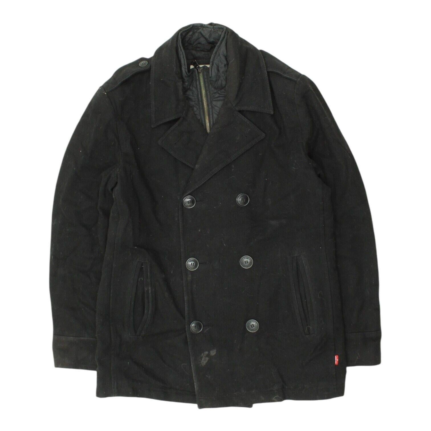 Levi39s Mens Black Quilted Lined Wool Pea Coat Vintage High End Designer Jacket Graphic Tee – Soft Feel · Top Pick For Any Outfit