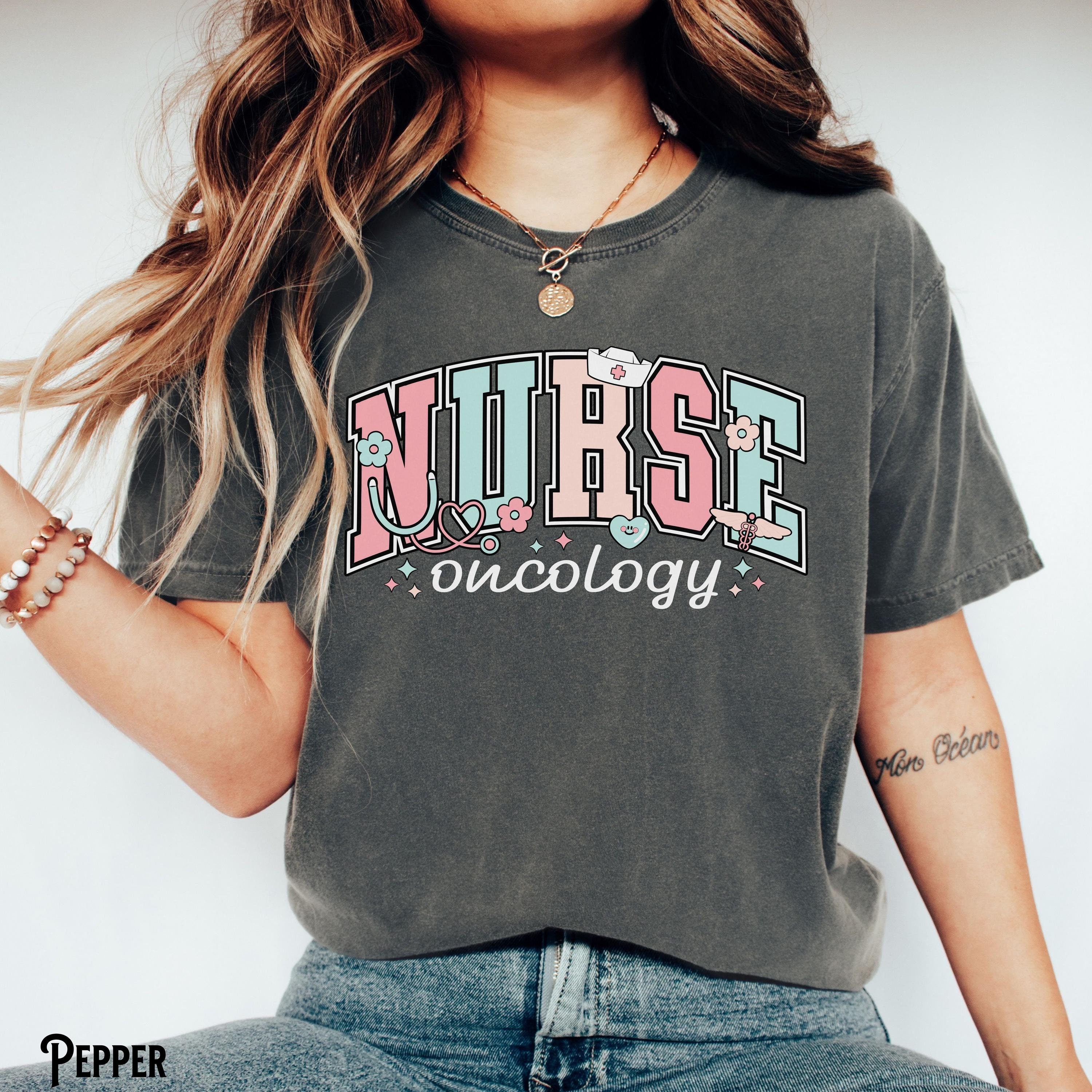 Oncology Nurse T Shirt ONC RN Varsity Cancer Nurse Tee Hematology Chemo Radiation Oncologist Nursing Gift Graphic Tee – Bold Style · Trending Graphic Apparel