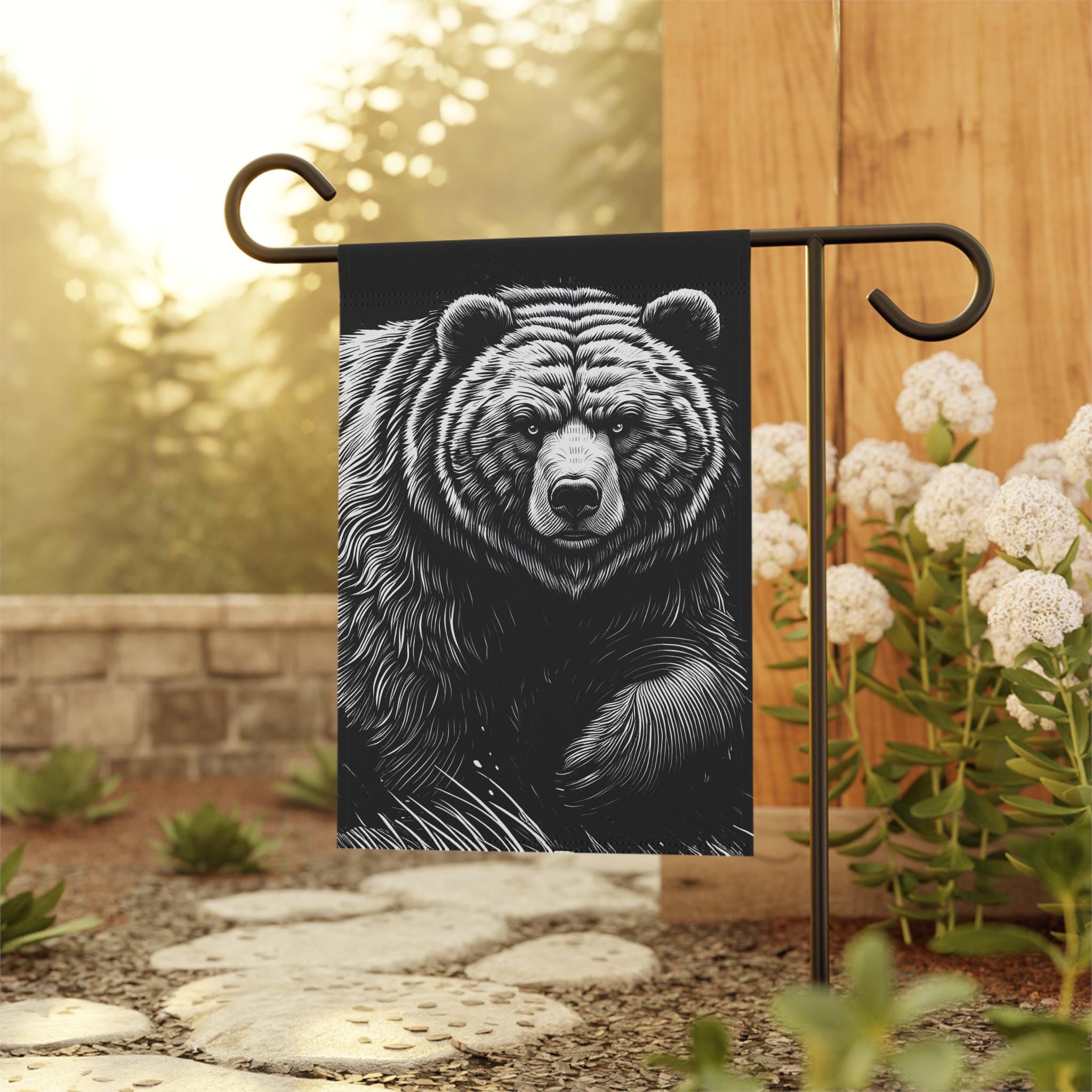 Grizzly Bear Garden Flag Outdoor Camper Cabin RV Banner Garden Decor House Decor Camping Decor Wildlife Nature Flag Bear Lover Gift Graphic Tee – Everyday Comfort · Perfect For Daily Wear
