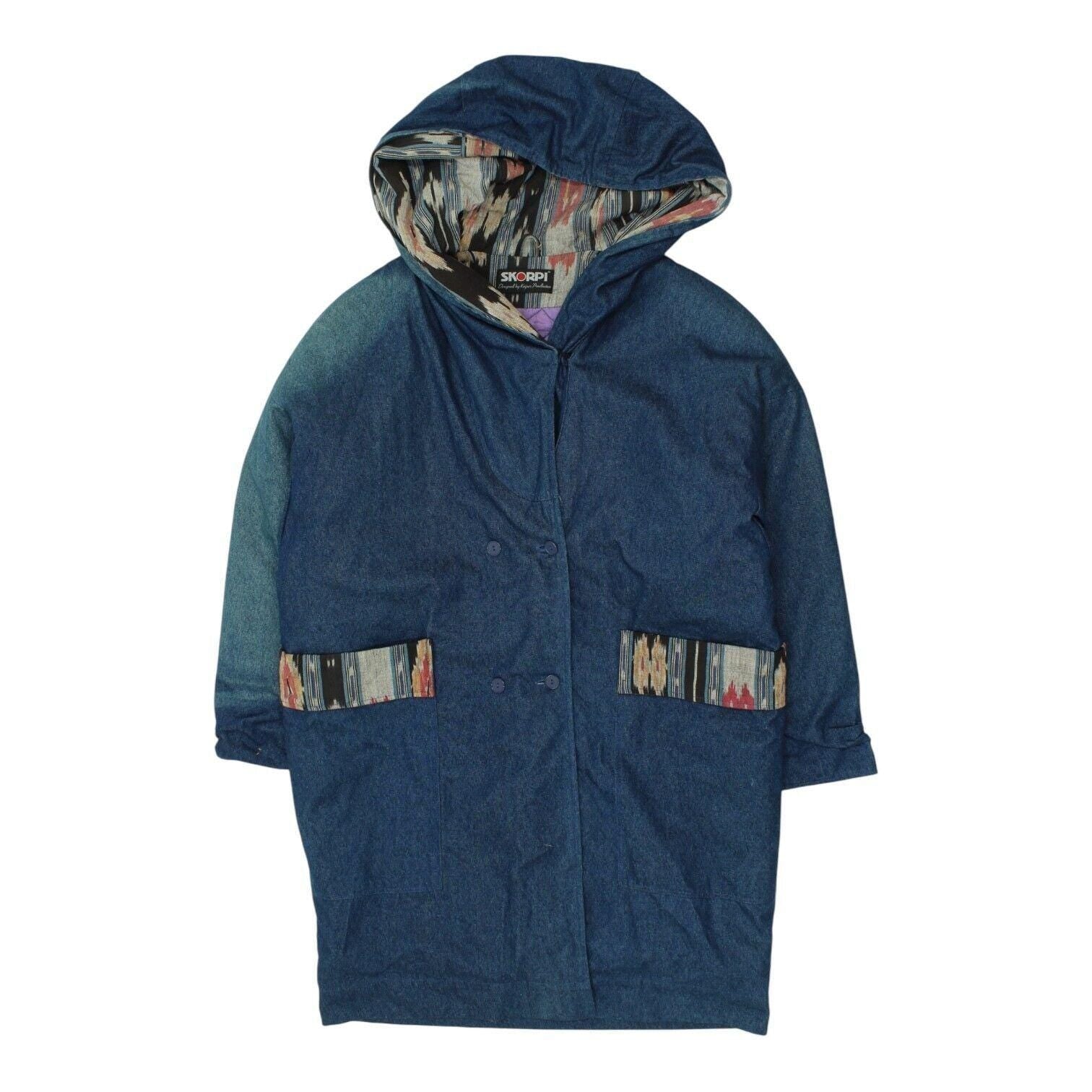 Skorpi Womens Quilted Hooded Denim Coat Vintage High End Luxury VTG Graphic Tee – Bold Style · Must-Have Style