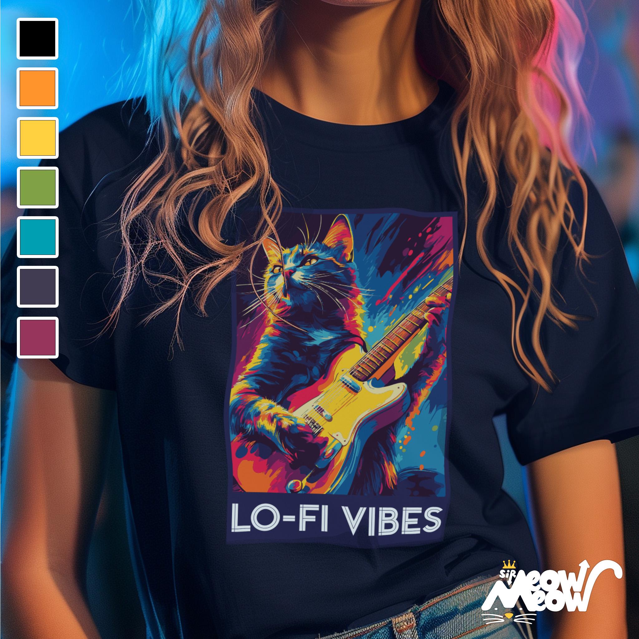 Lo Fi Vibes Cat T Shirt Retro Music Cat Graphic Tee Perfect Gift for Music Cat Lovers Chill Aesthetic Shirt Graphic Tee – Soft Feel · High-Quality Print