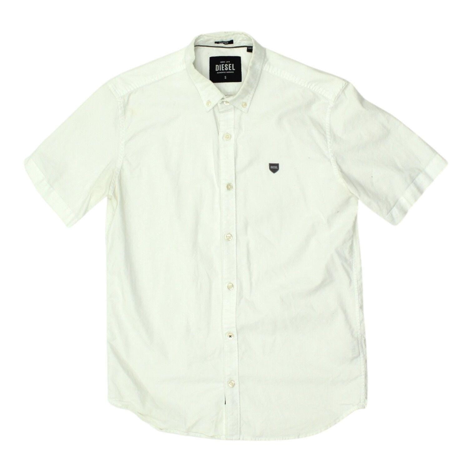 Diesel Mens White Short Sleeve Button Down Collar Stretch Shirt Designer VTG Graphic Tee – Soft Feel · High-Quality Print