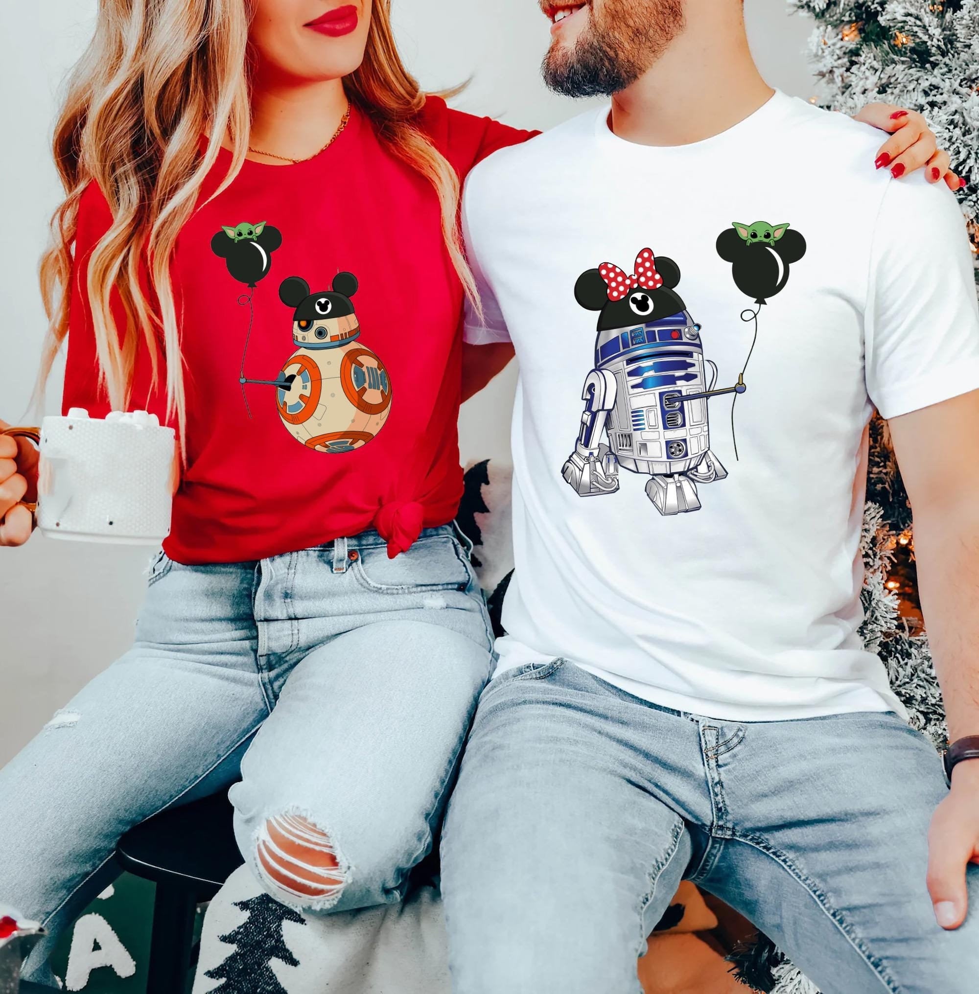 Disney Star Wars Shirt Disney R2D2 BB8 Couple Shirt Star Wars Couple Shirt Star Wars Valentine39s Day Shirt Disneyland Honeymoon Shirt Graphic Tee – Soft Feel · Great Gift For Fans