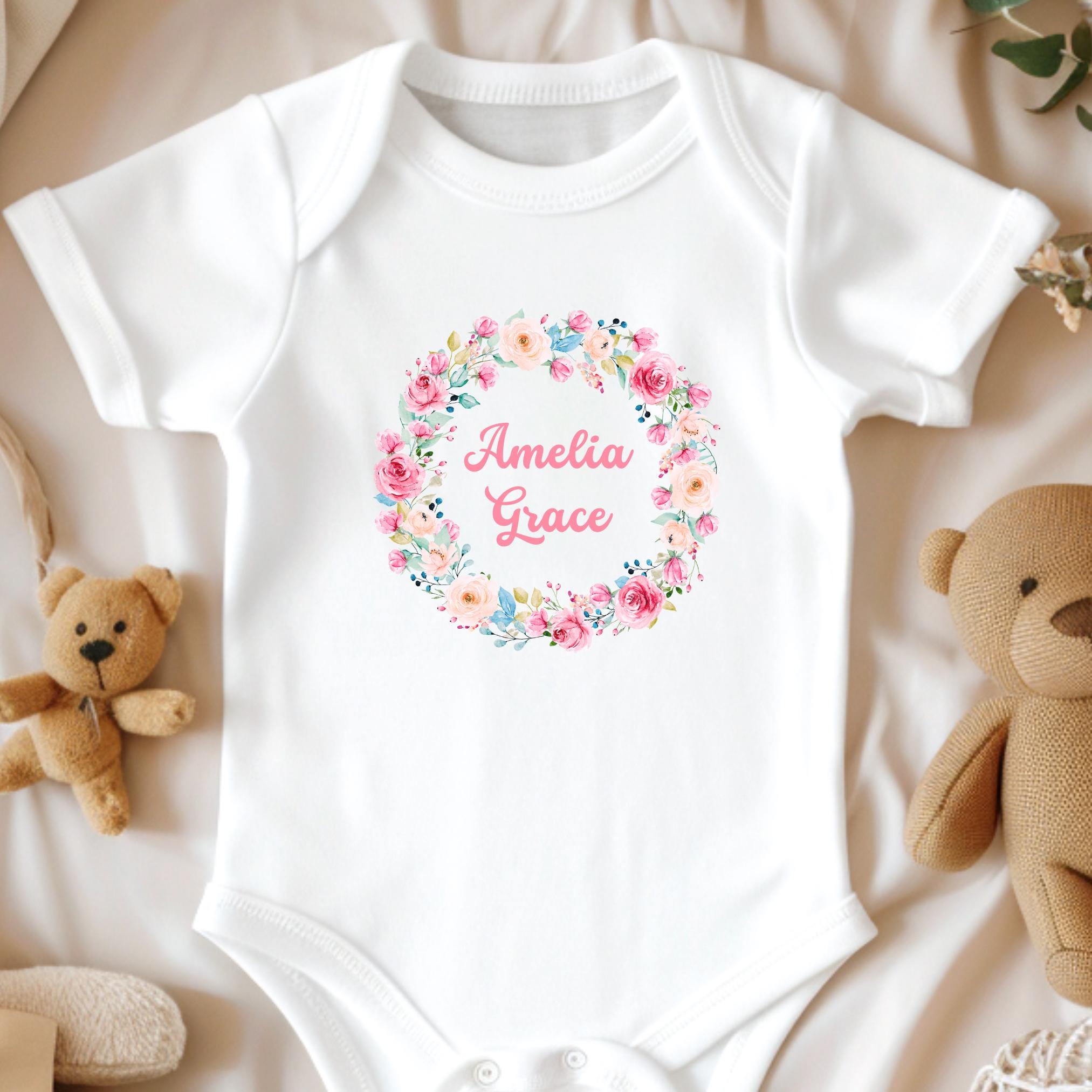 Personalized Girl Baby Bodysuit Custom Baby Name Coming Home Outfit Girl Newborn Gift Baby Shower Girl Take Home Bodysuit Infant Tee Cute Graphic Tee – Cozy Vibes · Perfect For Daily Wear