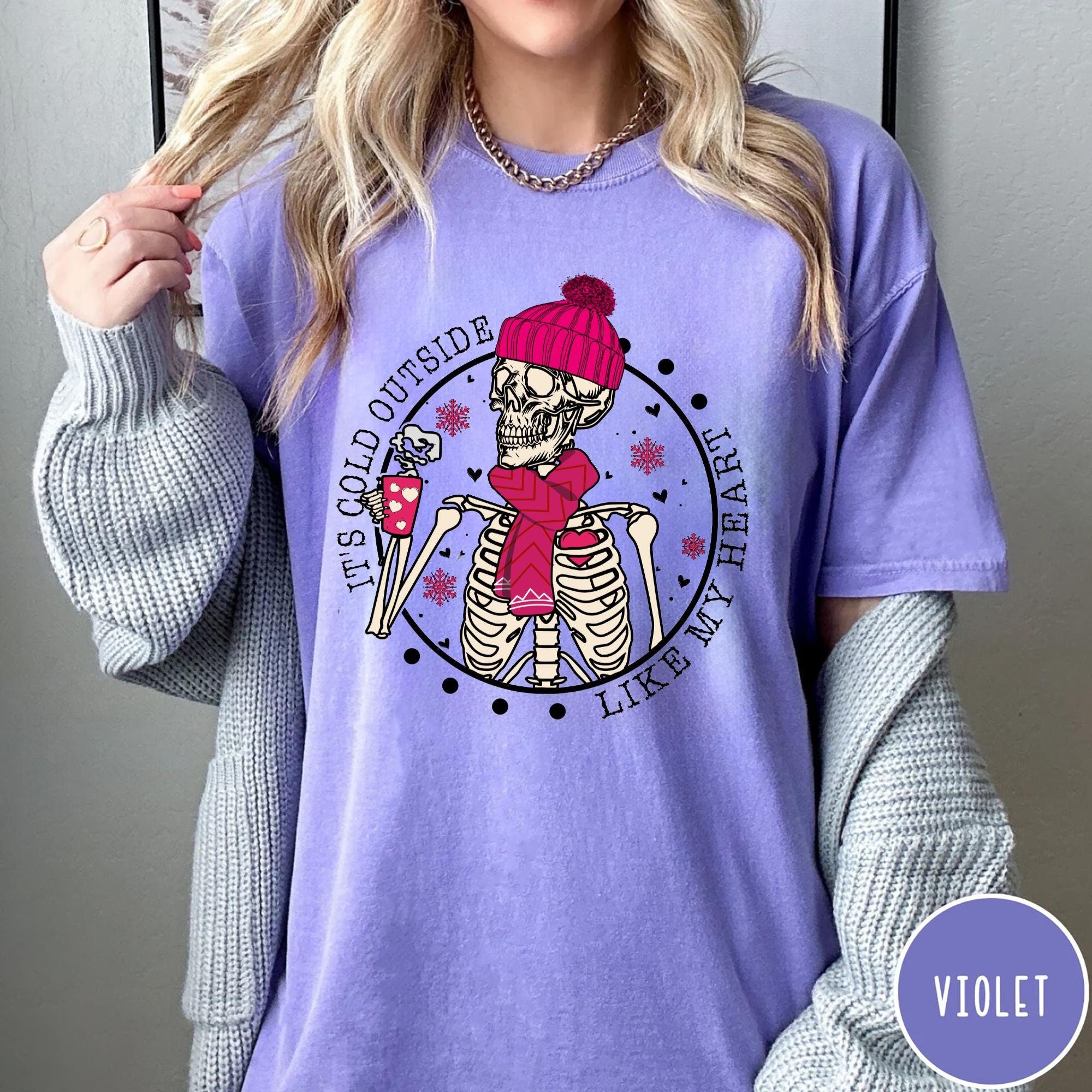 It39s Cold Outside Like My Heart Skeleton Shirt Skeleton Valentines Day Shirt Cute Valentines Shirt Womens Valentines Gift Graphic Tee – Cozy Vibes · Top Pick For Any Outfit