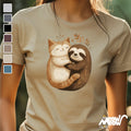 Cat Sloth Hug T Shirt Cute Animal Friendship Tee Adorable Gift for Animal Lovers Graphic Tee – Soft Feel · Top Pick For Any Outfit