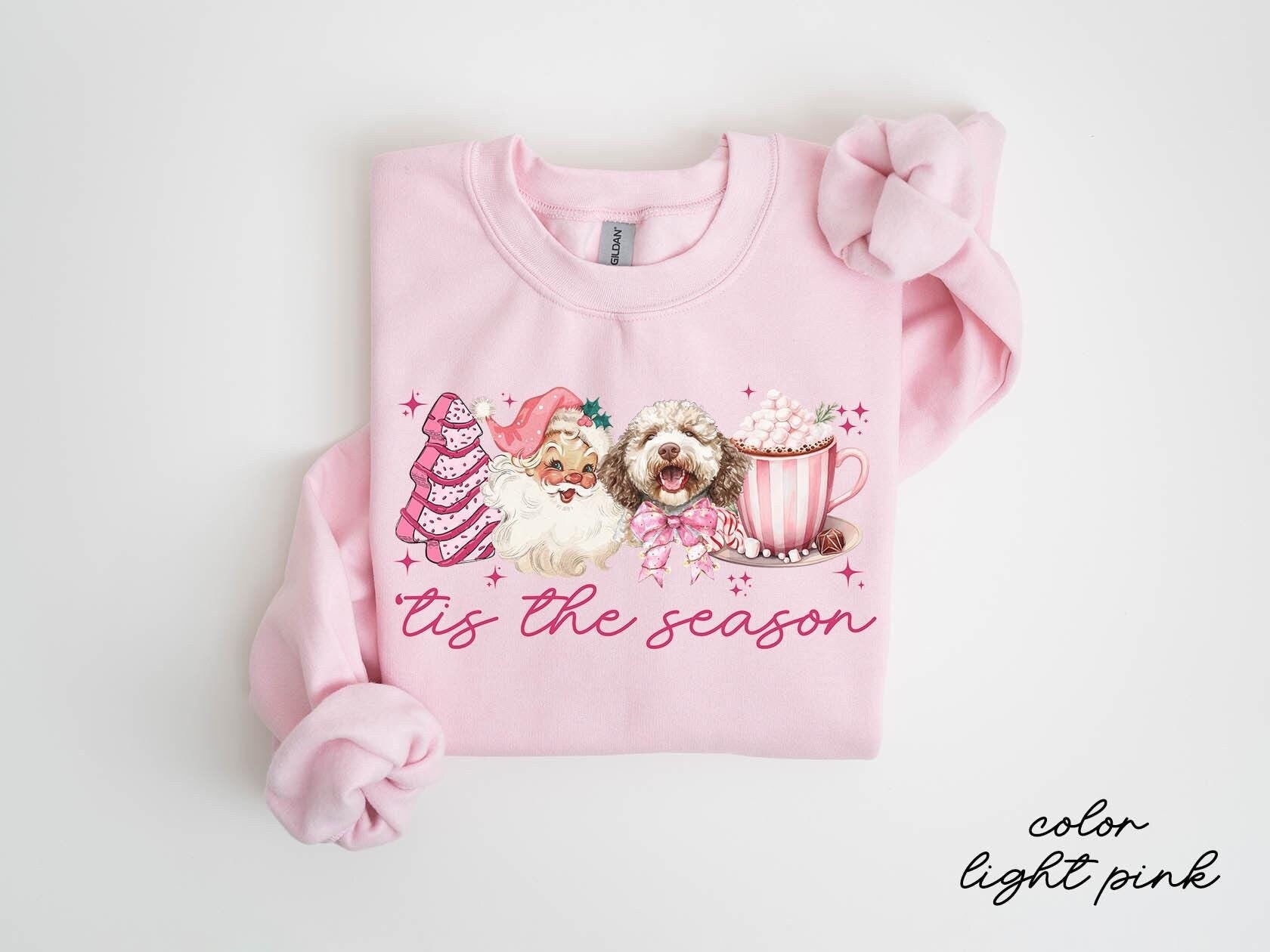 Lagotto Romagnolo Dog Christmas Sweatshirt Lagotto Romagnolo Dog Christmas Gifts Pink Christmas Crewneck Sweater Shirt Women Sweatshirt – Aesthetic Look · High-Quality Print