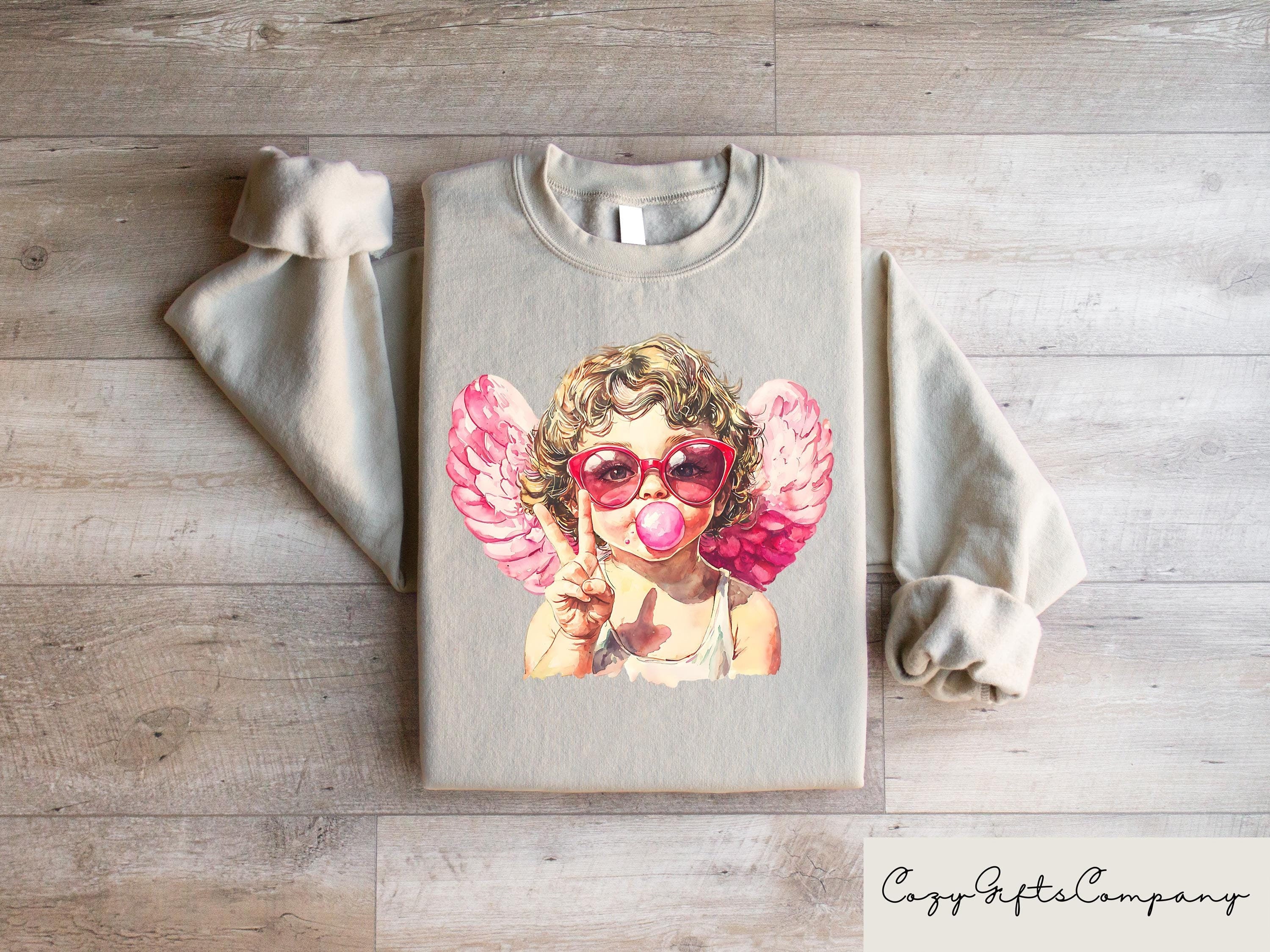 Retro Cupid Sweatshirt Aesthetic Valentines Day Blowing Bubble Cupid Shirt Valentines Day Sweater for Women Cupid39s Brewing Co Crewneck Sweatshirt – Cozy Vibes · Top Pick For Any Outfit