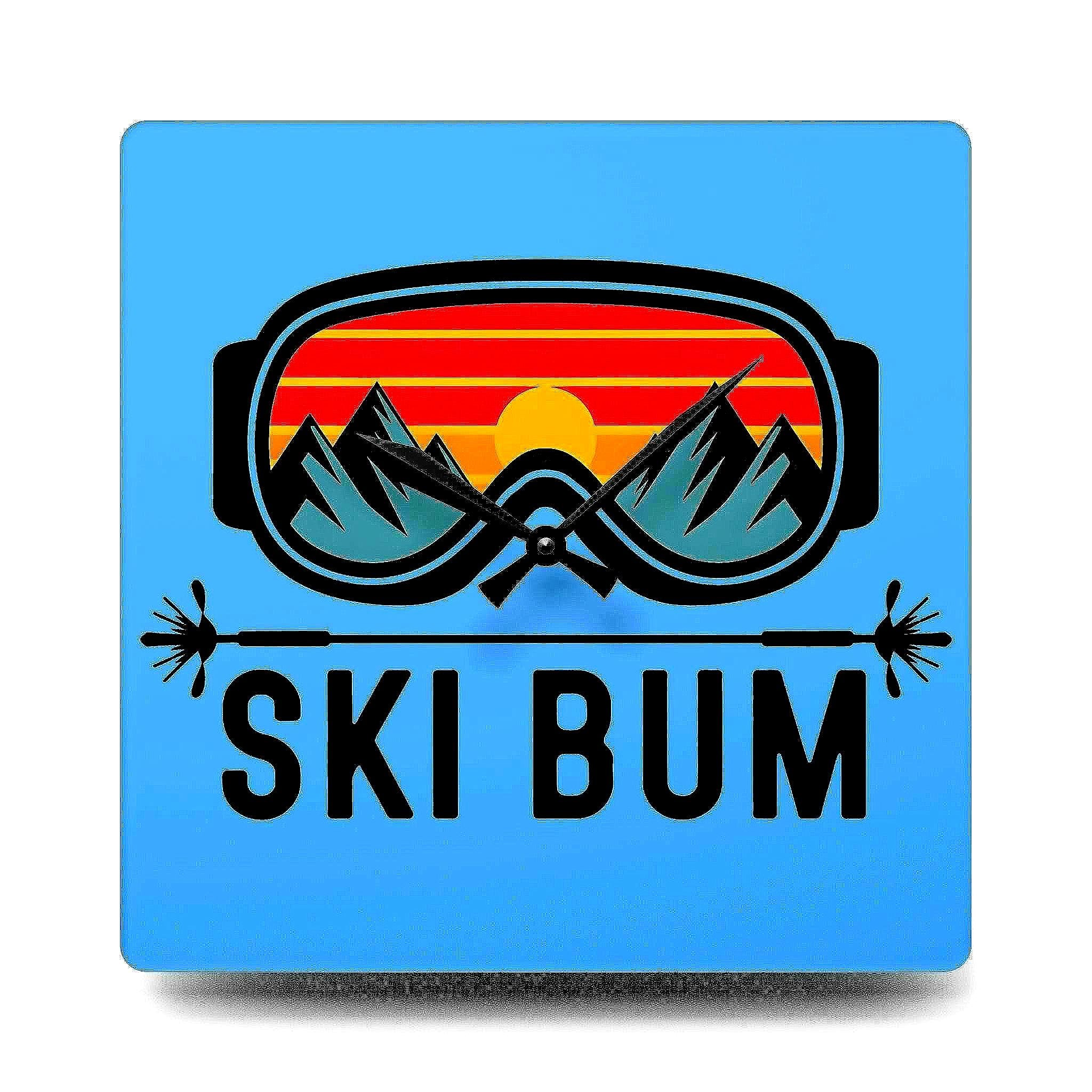 Ski Bum Wall Clock Mountain Lover Clock Winter Sports Home Decor Snowboarder Gift Cabin Wall Art Outdoor Enthusiast Present Ski Resort Graphic Tee – Easygoing Wear · Trending Graphic Apparel