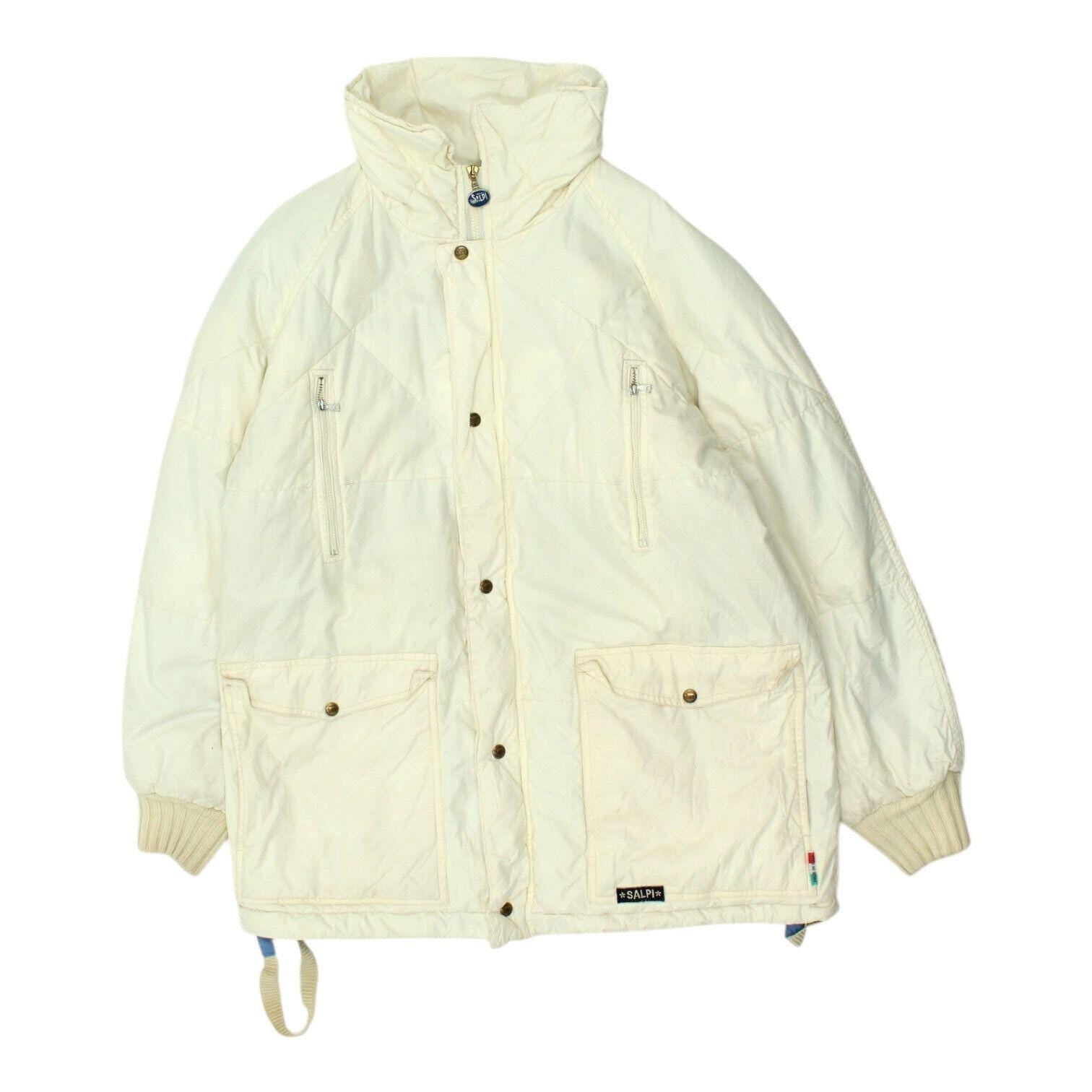 Salpi Mens Off White Padded Jacket Vintage High End Snap Popper Fastening Coat Graphic Tee – Feel-Good Design · Great Gift For Fans