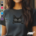 Peekaboo Black Cat T Shirt Minimalist Cat Lover Tee Cute Feline Gift Graphic Tee – Cozy Vibes · Great Gift For Fans