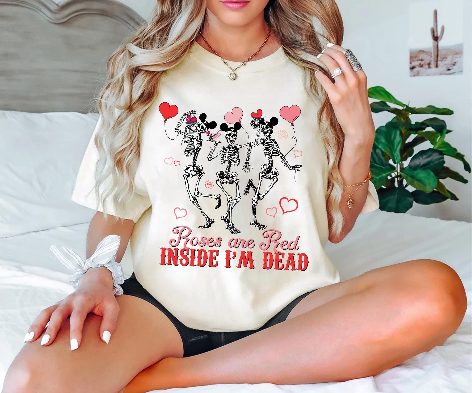 Roses Are Red Inside Im Dead Shirt Dancing Skeleton Valentines Day Tee Funny Valentines Day Gift Sweatshirt for Dark Humor Lovers Sweatshirt – Bold Style · Trending Graphic Apparel