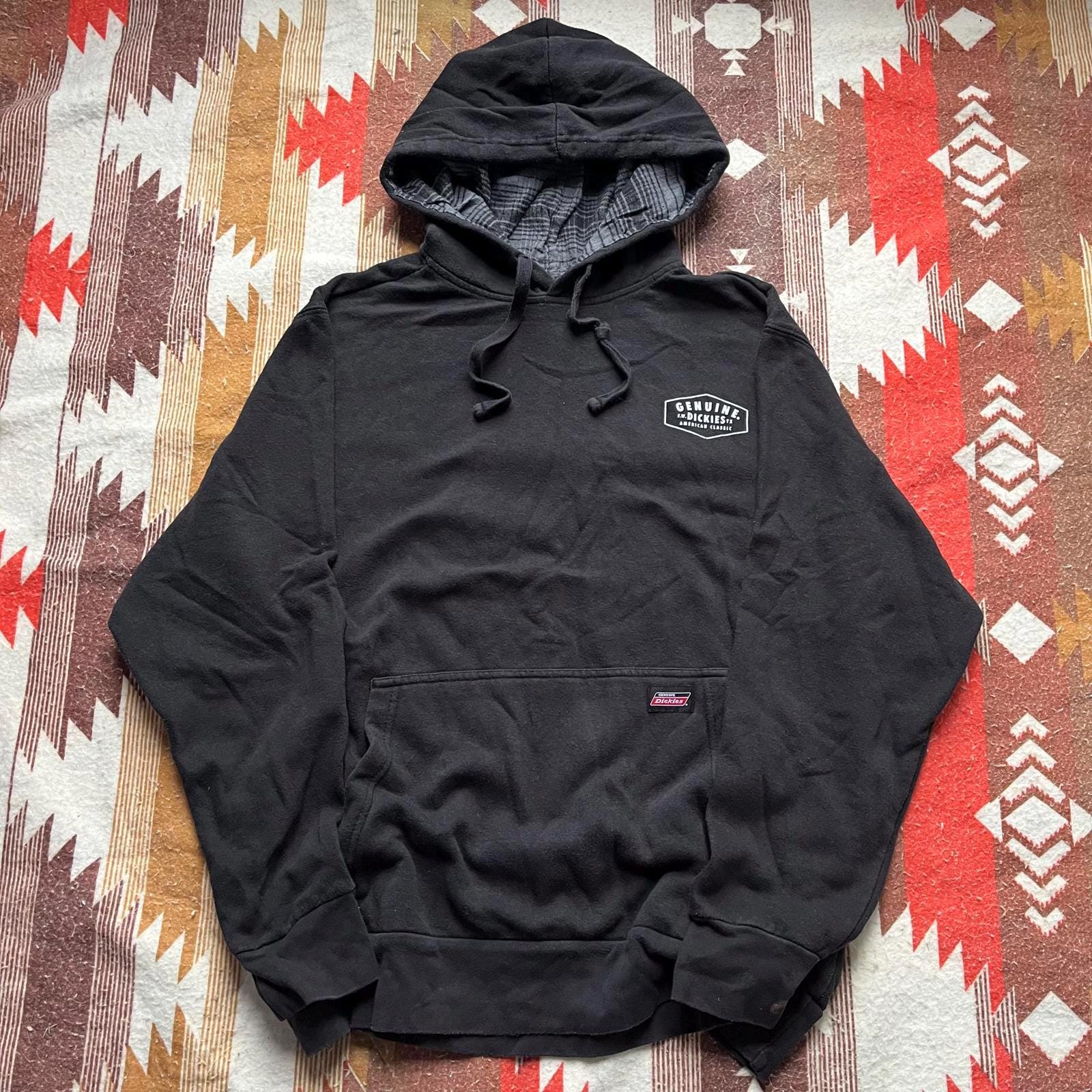 Vintage Y2K Dickies Carhartt Plaid Lined Black Grunge Hoodie Hoodie – Aesthetic Look · Perfect For Daily Wear