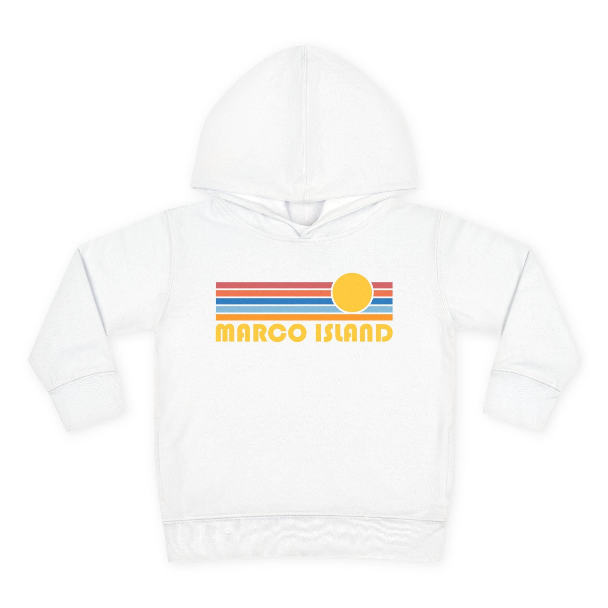 Marco Island Florida Toddler Hoodie Retro Sunrise Unisex Marco Island Toddler Sweatshirt Personalization Available Hoodie – Fan Favorite · High-Quality Print