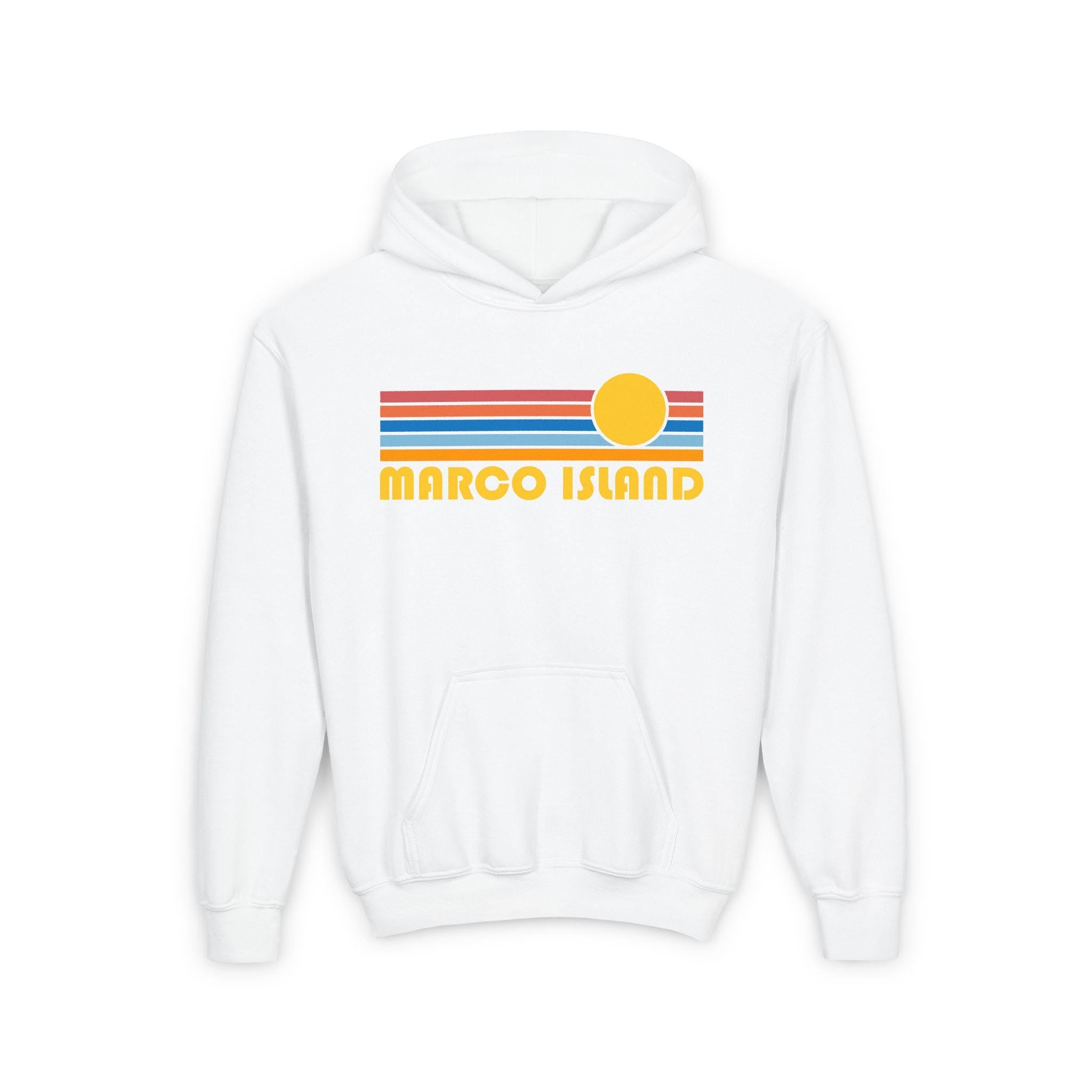 Marco Island Florida Youth Hoodie Retro Sun Marco Island Youth Sweatshirt Personalization Available Hoodie – Bold Style · Must-Have Style