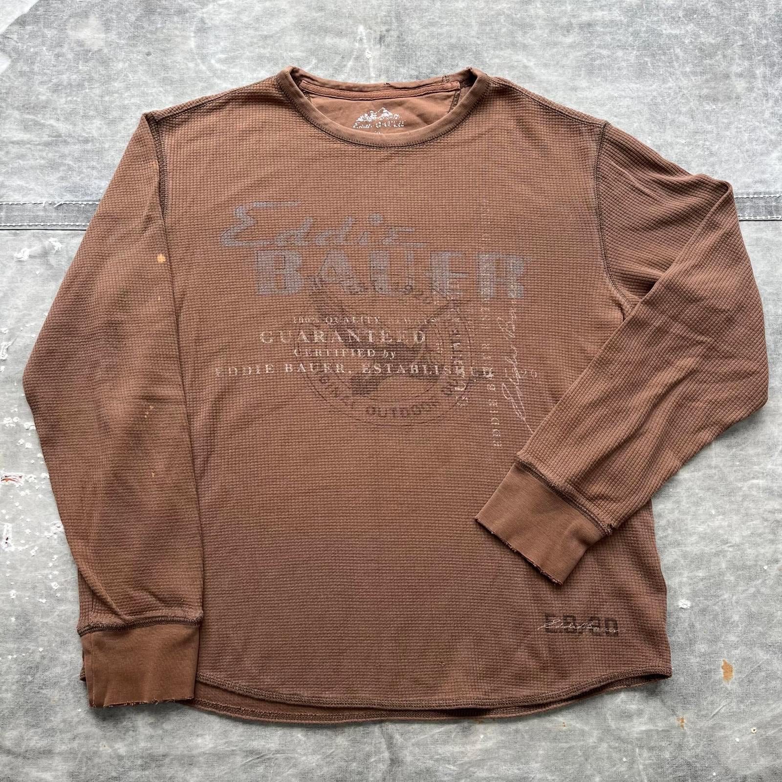 Vintage Y2K Chocolate Brown Eddie Bauer Hunt Thermal Shirt Graphic Tee – Premium Graphic · Great Gift For Fans