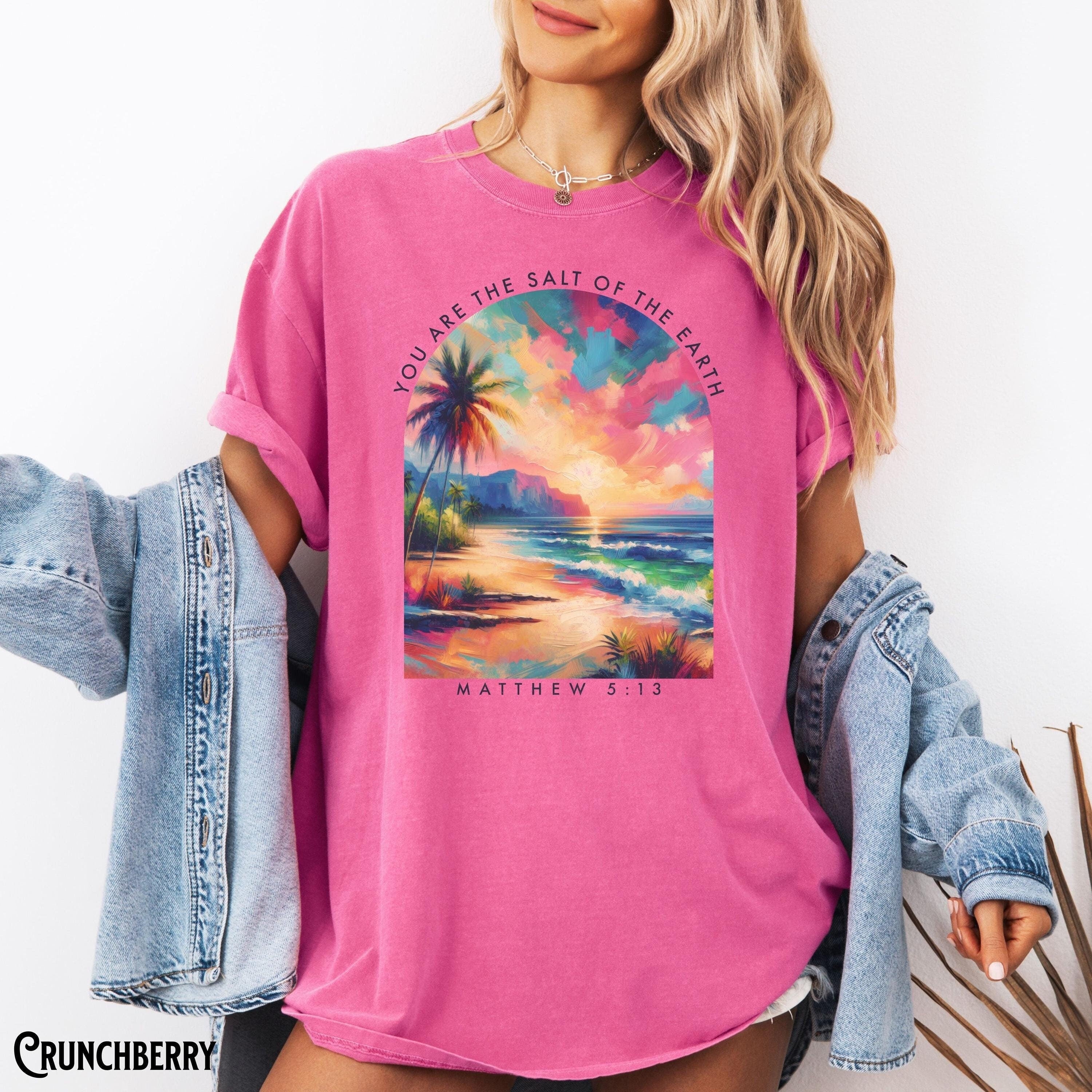 Christian Shirt Beach Ocean Surf Inspirational Faith Tee Bible Verse Salt of The Earth Salty Jesus Apparel Gift Graphic Tee – Fan Favorite · Perfect For Daily Wear