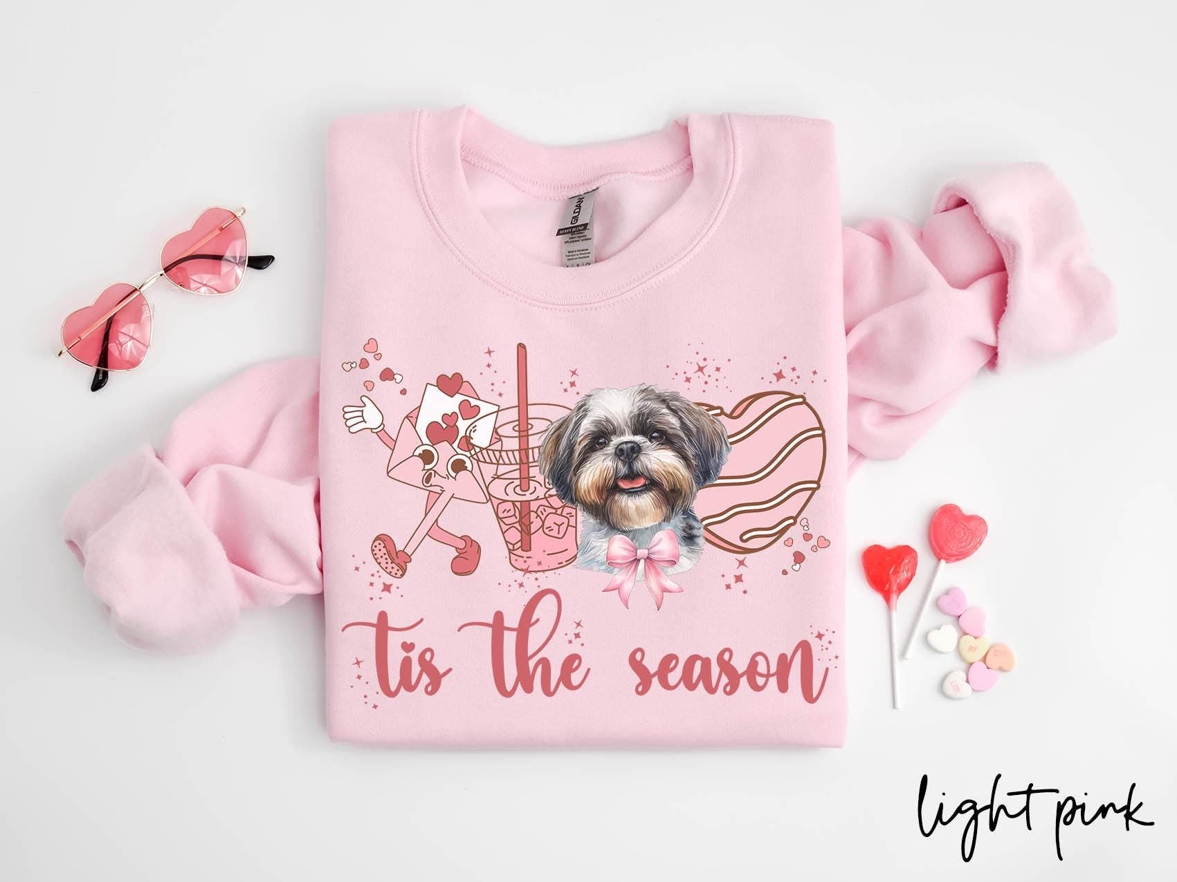 Shih Tzu Dog Valentine39s Day Sweatshirt Valentines Shih Tzu Gifts Dog Mom Crewneck Shirt Long Sleeve Sweatshirt – Warm & Stylish · High-Quality Print