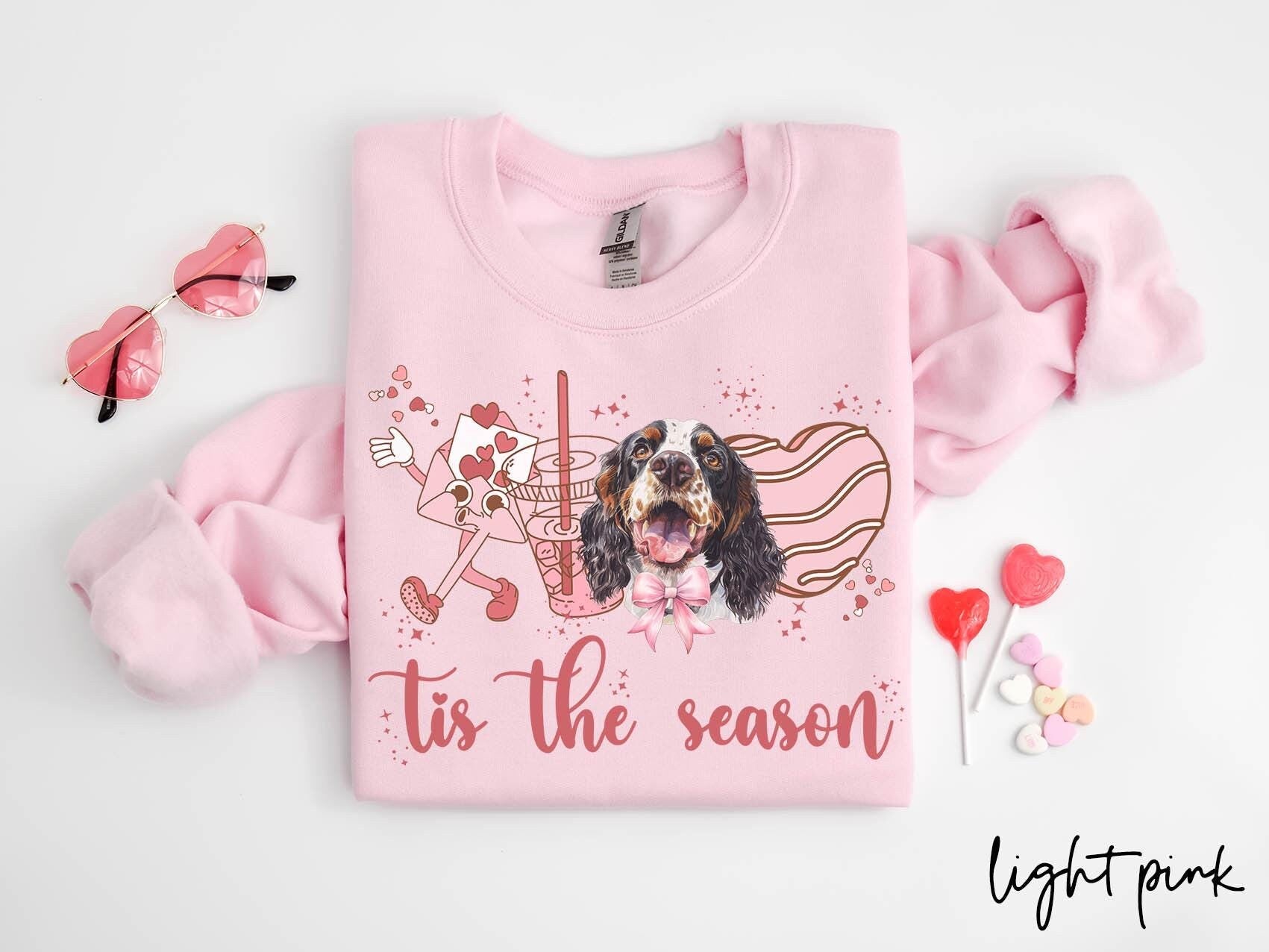 English Springer Spaniel Dog Valentine39s Day Sweatshirt Valentines English Springer Spaniel Gifts Dog Mom Crewneck Shirt Long Sleeve Sweatshirt – Easygoing Wear · High-Quality Print