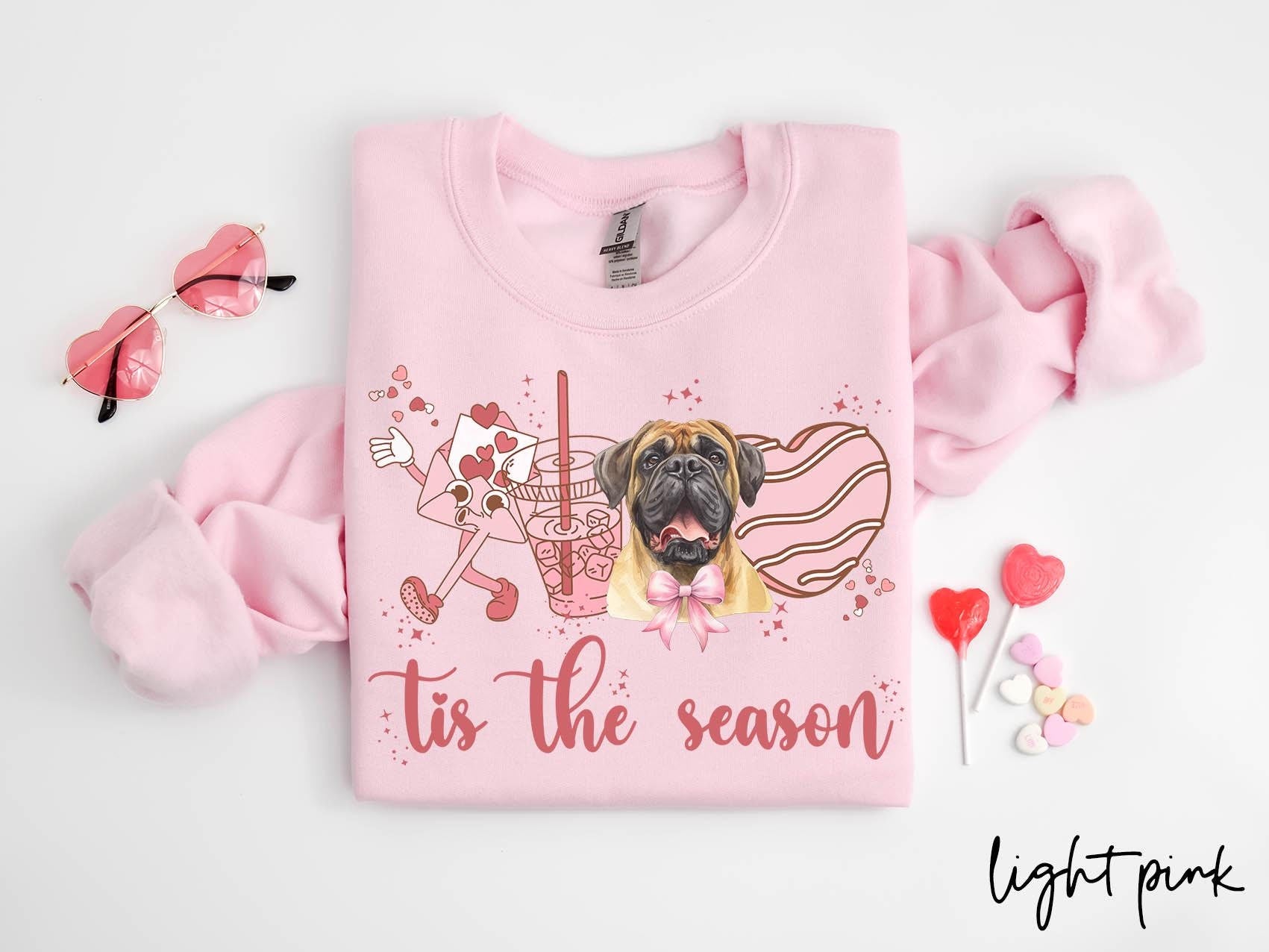 Bullmastiff Dog Valentine39s Day Sweatshirt Valentines Bullmastiff Gifts Dog Mom Crewneck Shirt Long Sleeve Sweatshirt – Everyday Comfort · Great Gift For Fans