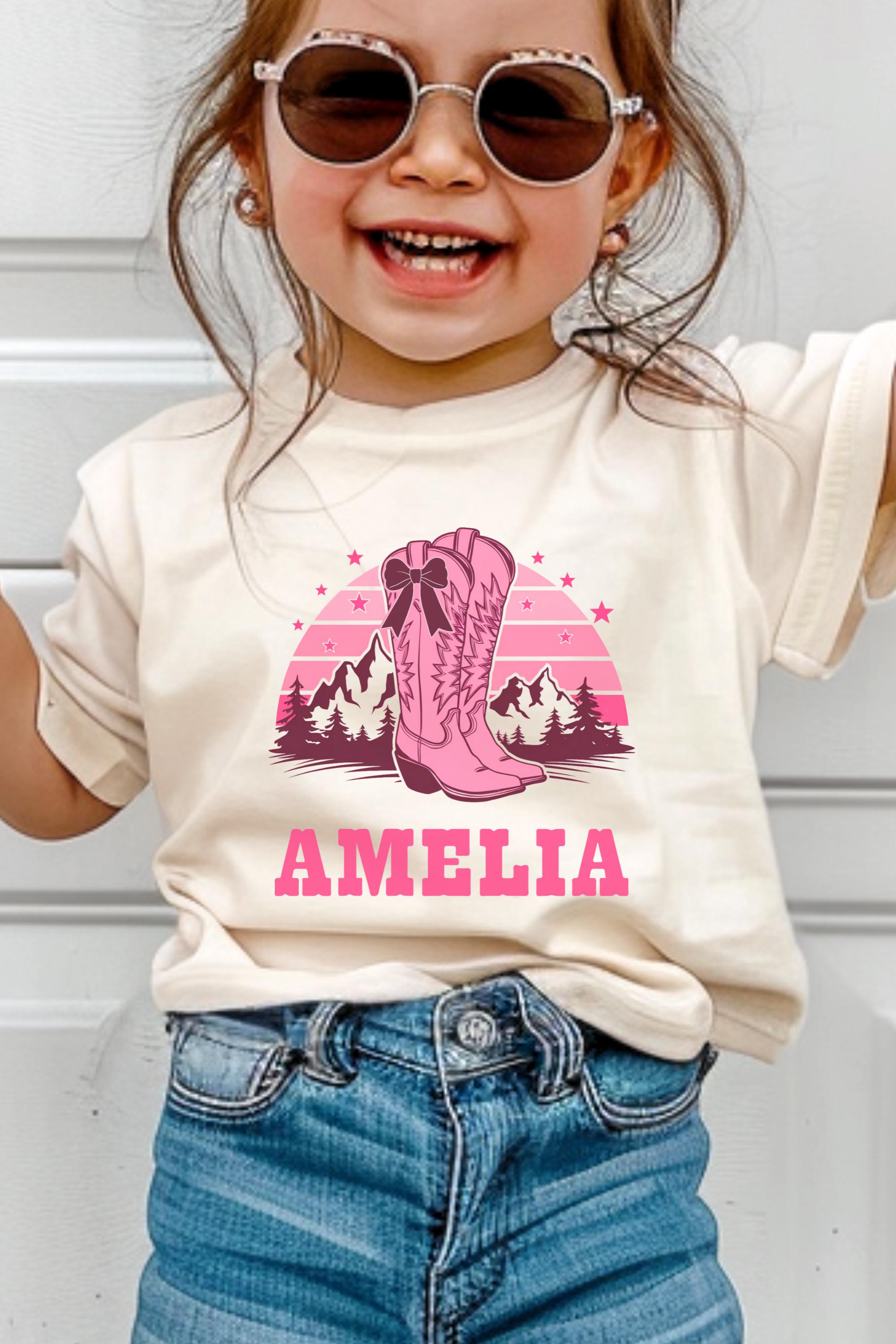 Personalized Pink Cowgirl Toddler Shirt Name Shirt Toddler Western Toddler Tee Girl Cowboy Boots Shirt Personalized Toddler Tee Rodeo Shirt Graphic Tee – Soft Feel · Must-Have Style