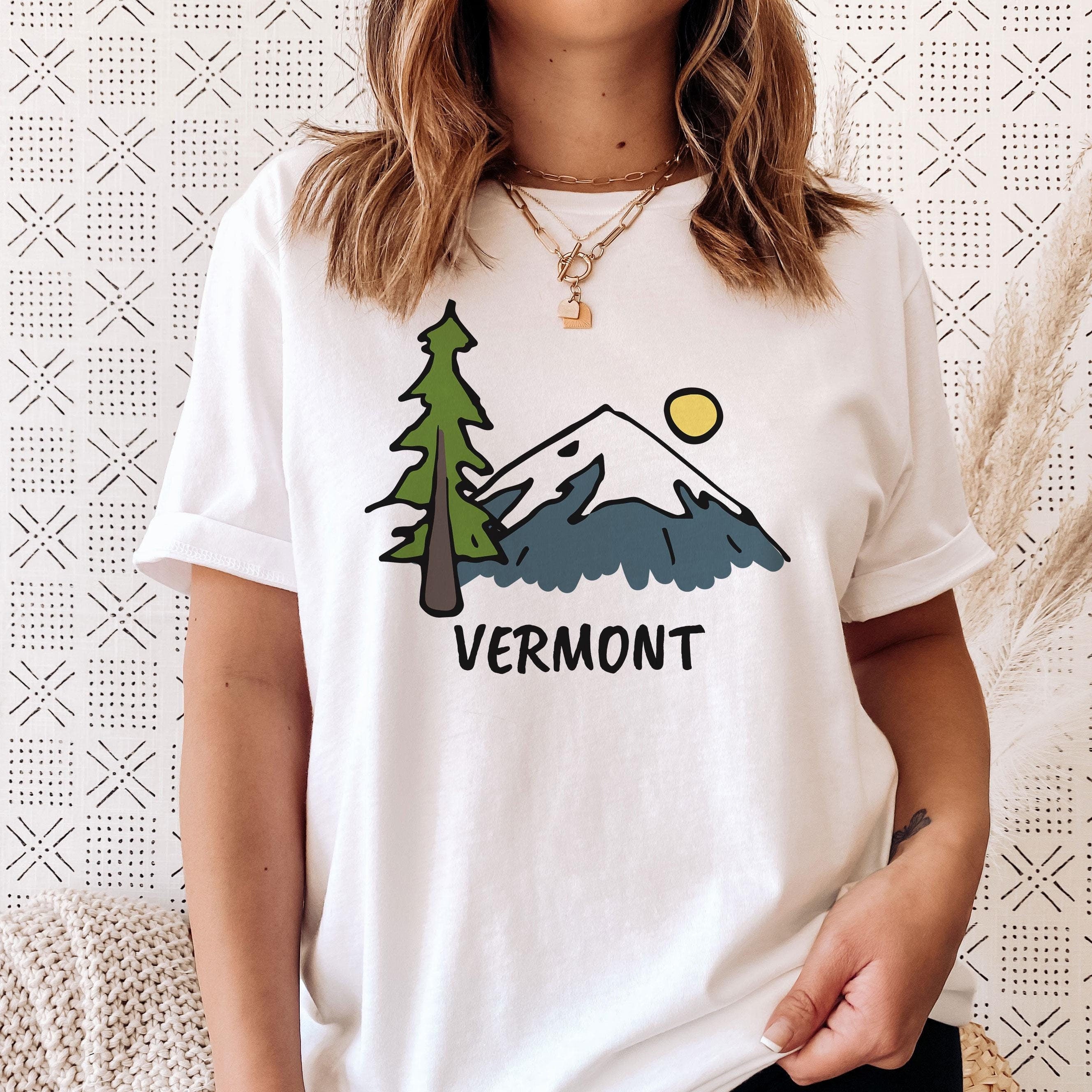 Vermont TShirt Drawn Mountain Unisex Vermont Shirt Personalization Available Graphic Tee – Bold Style · Trending Graphic Apparel