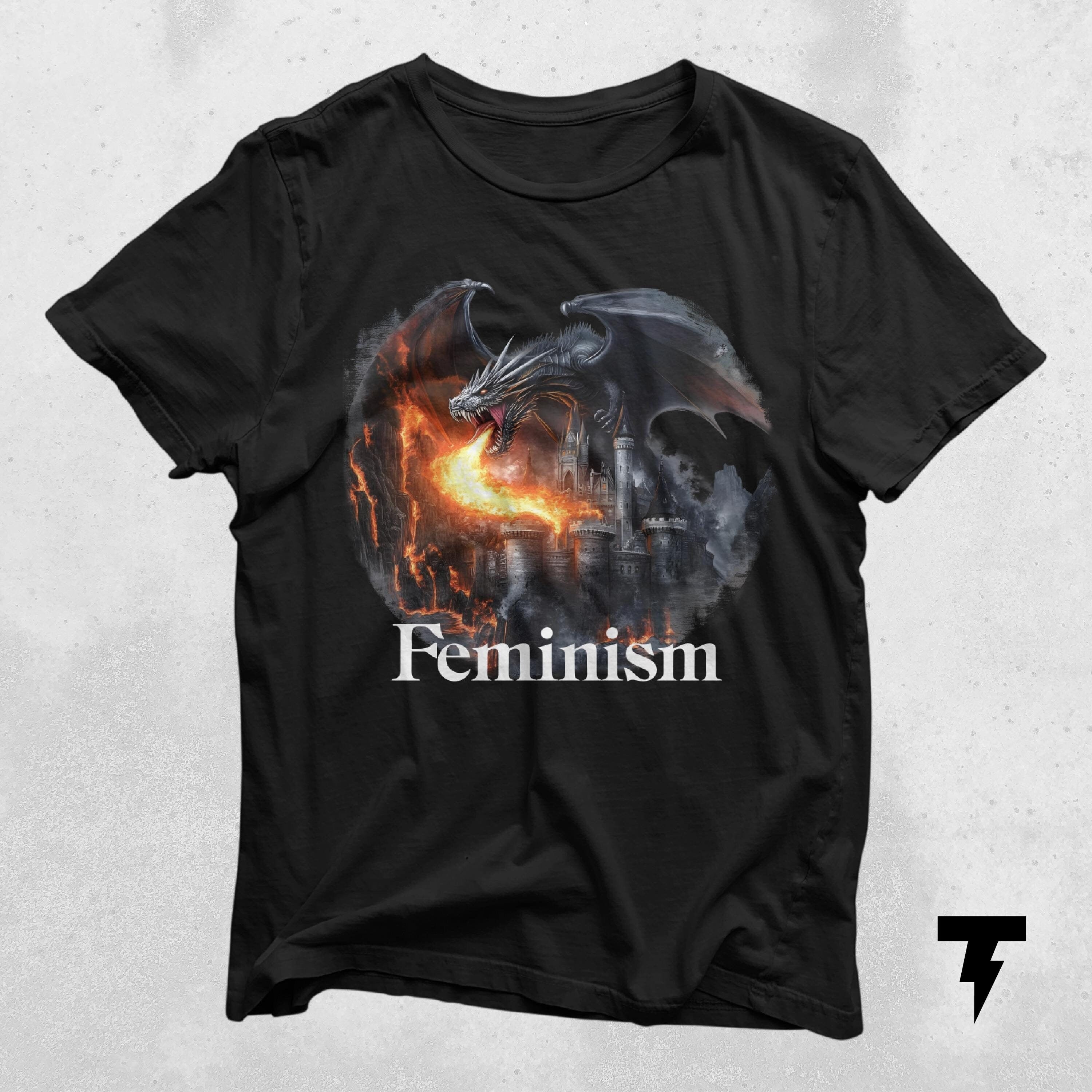 Feminism Dragon Fantasy Vintage Graphic Shirt Retro Dragon Shirt Feminism Shirt Funny Gifts Dark Art Grunge Castle Dragon Gothic Shirt Graphic Tee – Premium Graphic · Perfect For Daily Wear