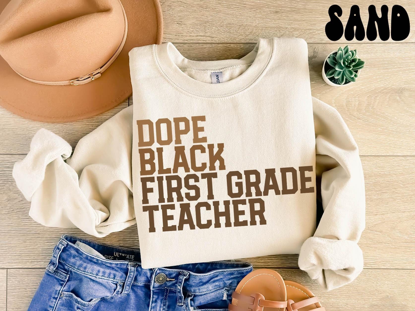 Dope Black First Grade Teacher Sweatshirt Melanated First Grade Teacher Gifts Graduation Gifts Black History Crewneck Shirt Educated Sweatshirt – Everyday Comfort · Perfect For Daily Wear