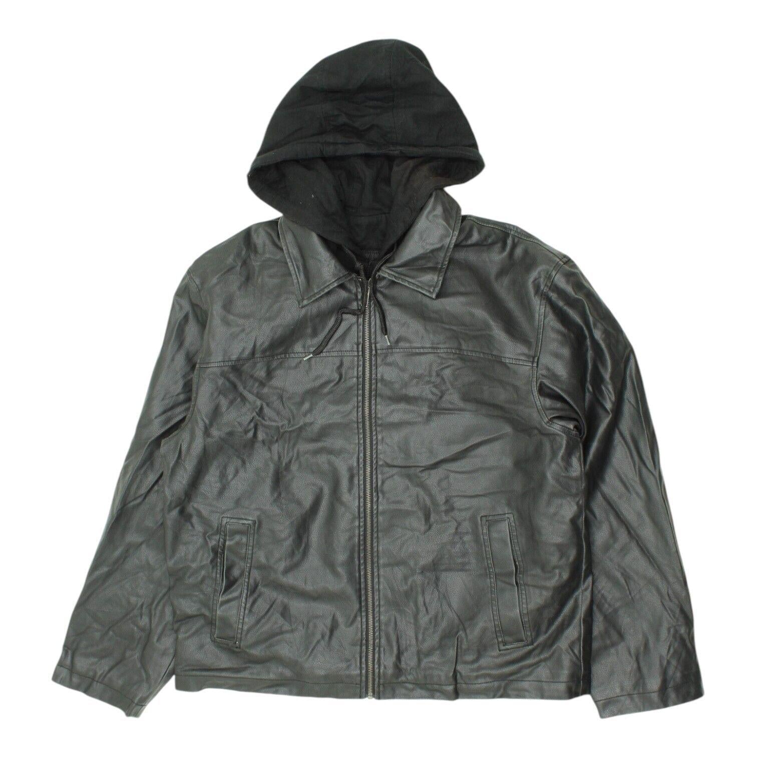 Lee Dungerees Mens Black Quilted Hooded Faux Leather Jacket Vintage Designer Graphic Tee – Everyday Comfort · Great Gift For Fans
