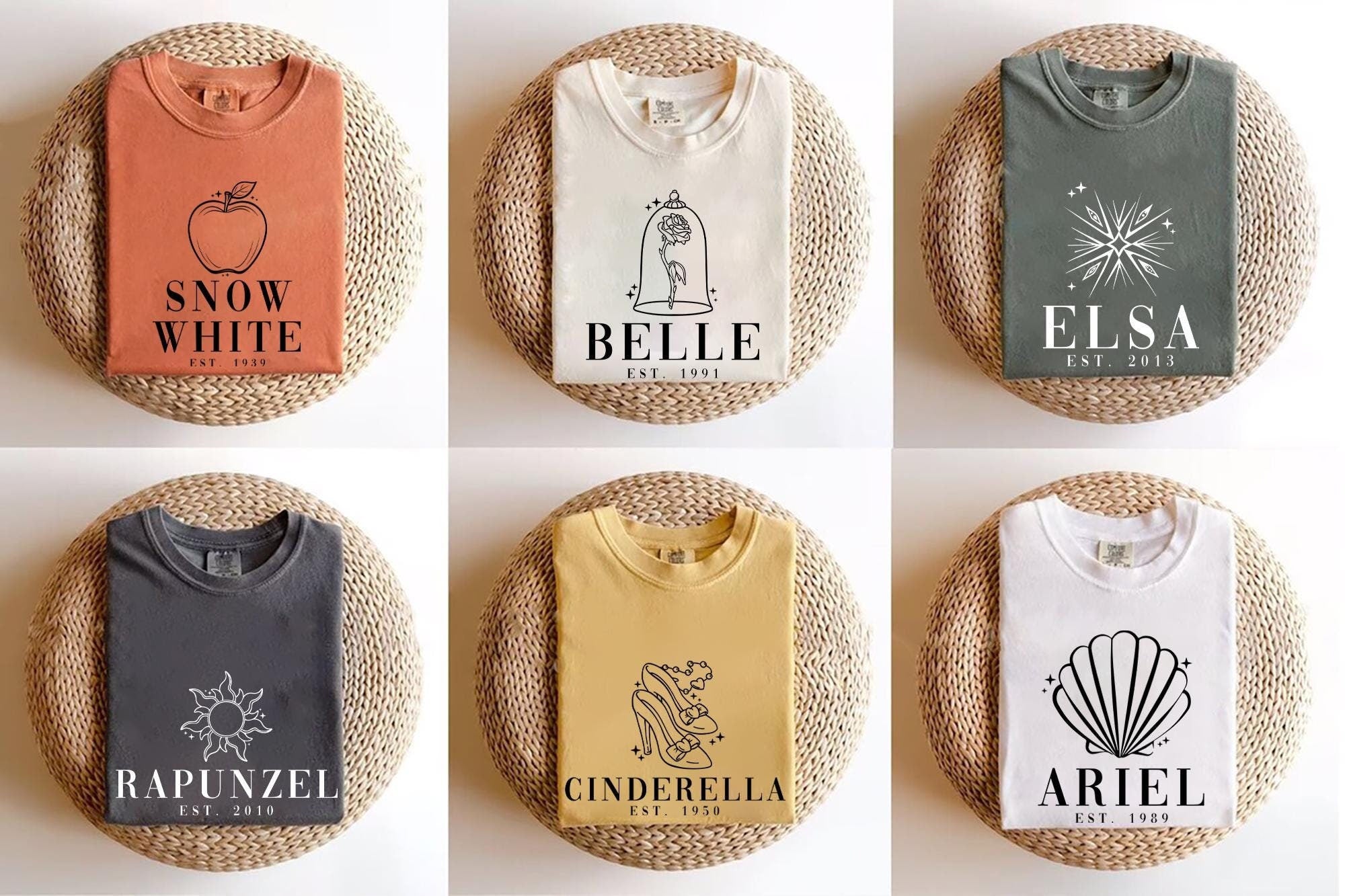 Disney Princess Shirt Princess Belle Moana Elsa Rapunzel Ariel Snow White Merida Aurora Cinderella Jasmine Tee Gift for Princess Lover Graphic Tee – Feel-Good Design · Trending Graphic Apparel