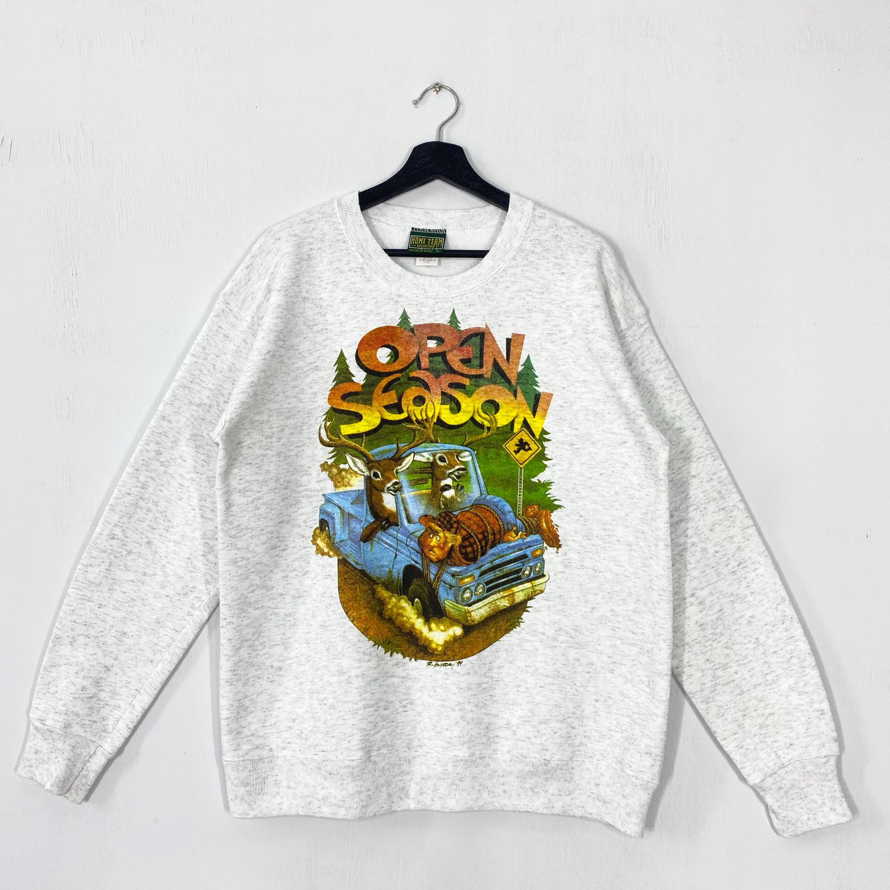 Vintage 90s Outdoor Outfitters Sweatshirt Deer Crewneck Bear Sweater Pullover Wildlife Dog Eagle Wolf Ducks Unlimited Print Logo Grey Large Sweatshirt – Aesthetic Look · Top Pick For Any Outfit
