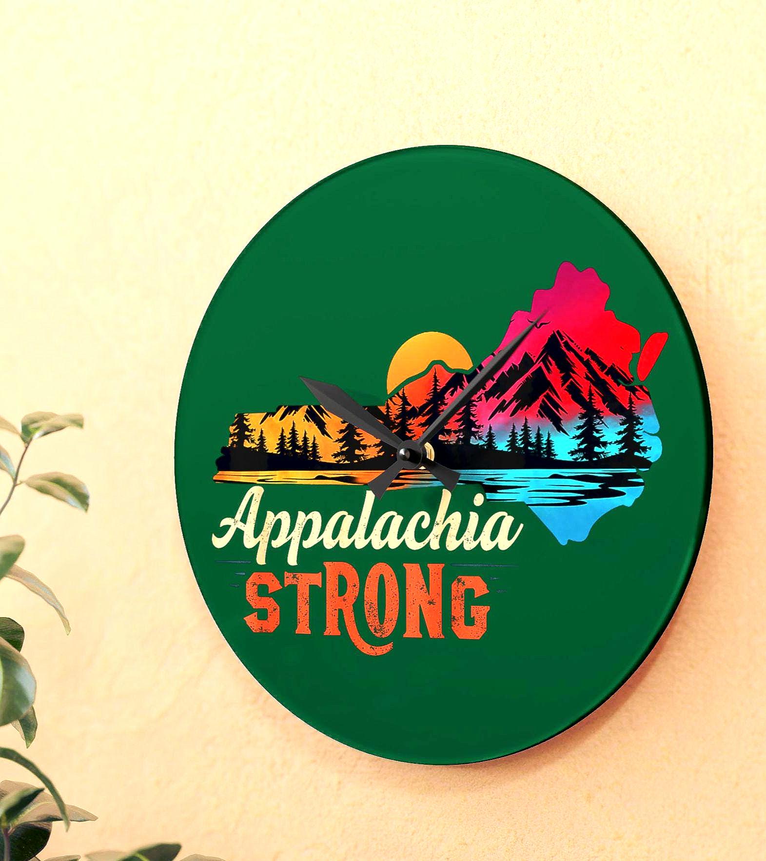 Appalachia Acrylic Wall Clock Rustic Mountain Home Decor Appalachian Carolina Clock Cabin Wall Art Nature Lover Gift Kitchen Decor Graphic Tee – Aesthetic Look · High-Quality Print