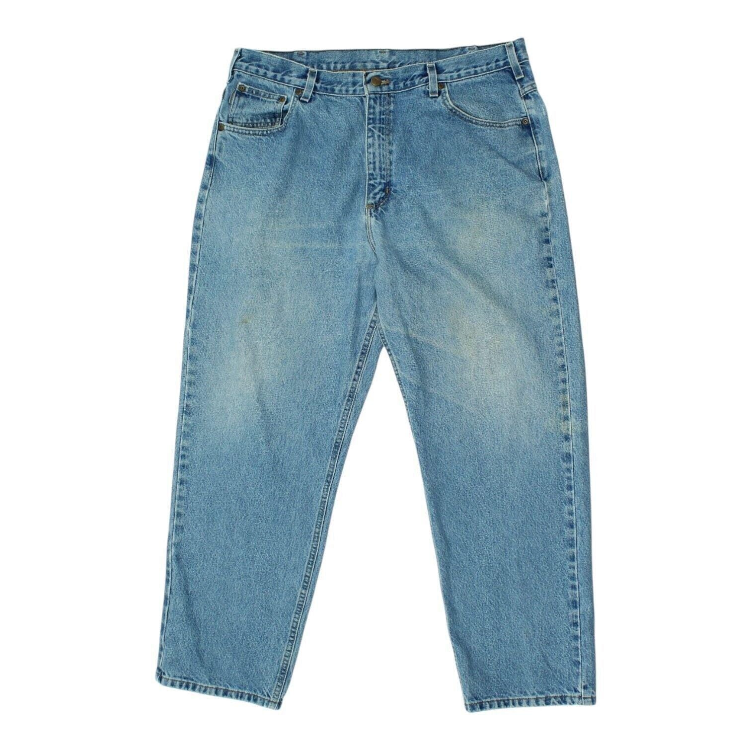 Carhartt Mens Blue Relaxed Fit Tapered Jeans Vintage High End Designer Denim Graphic Tee – Premium Graphic · Top Pick For Any Outfit
