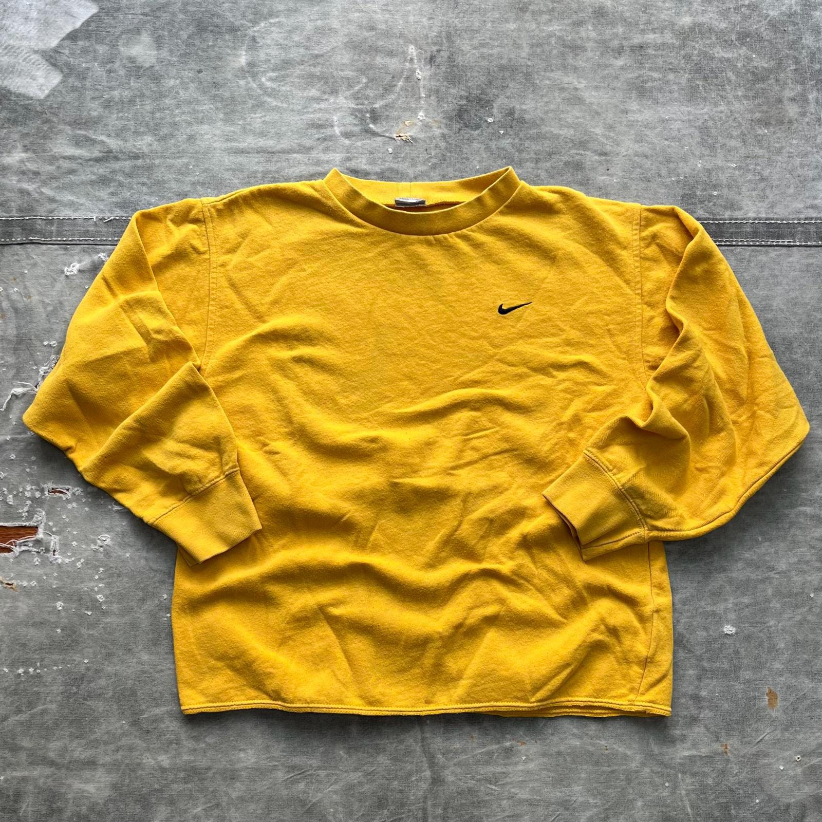 Vintage Y2K Nike Embroidered Yellow Skater Grunge Sweatshirt Sweatshirt – Cozy Vibes · Trending Graphic Apparel