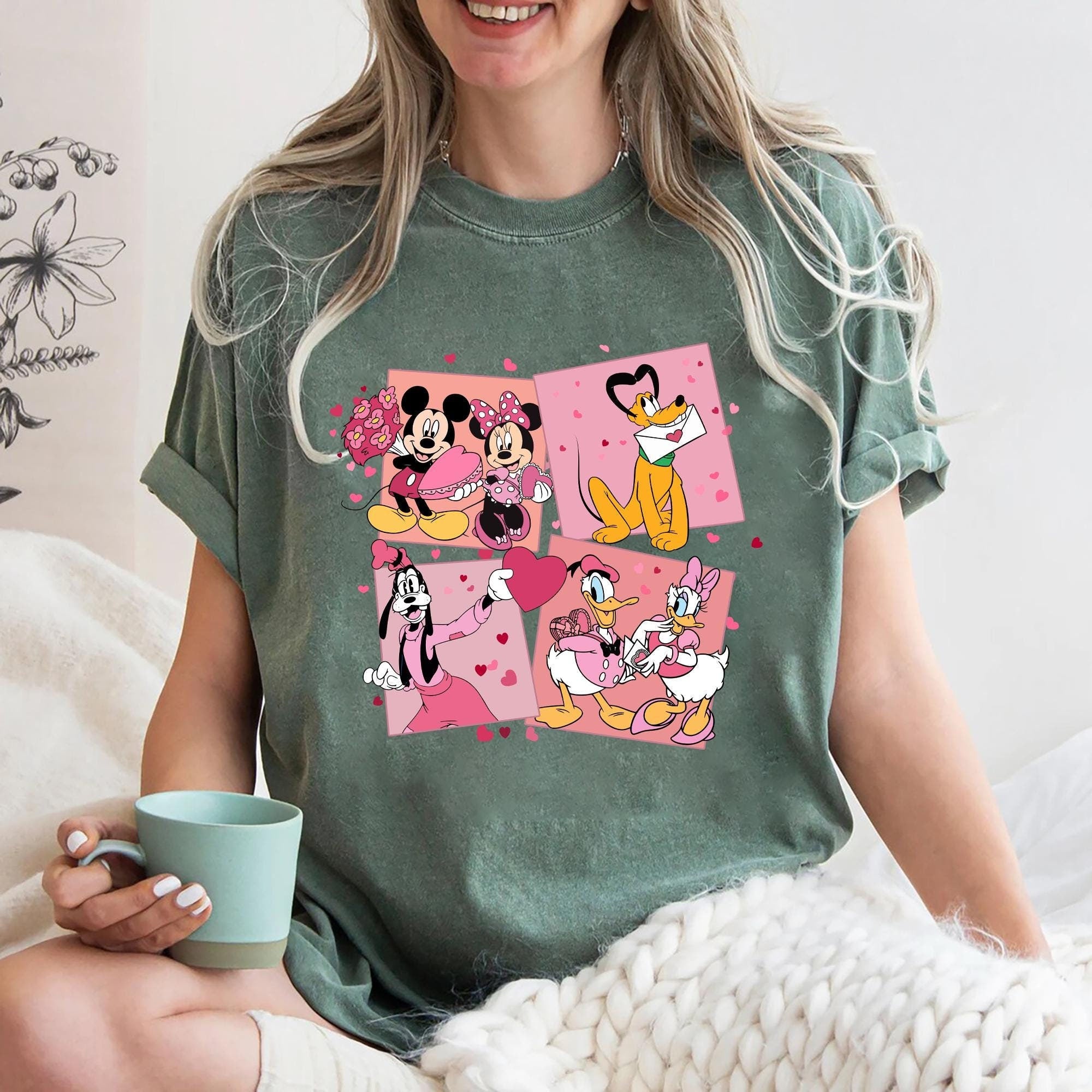 Disney Pink Valentine Shirt Mickey and Friends Disney Trip Tee Valentines Day Gift Disney Valentines Matching Couple Shirt Valentine Tee Graphic Tee – Soft Feel · Great Gift For Fans