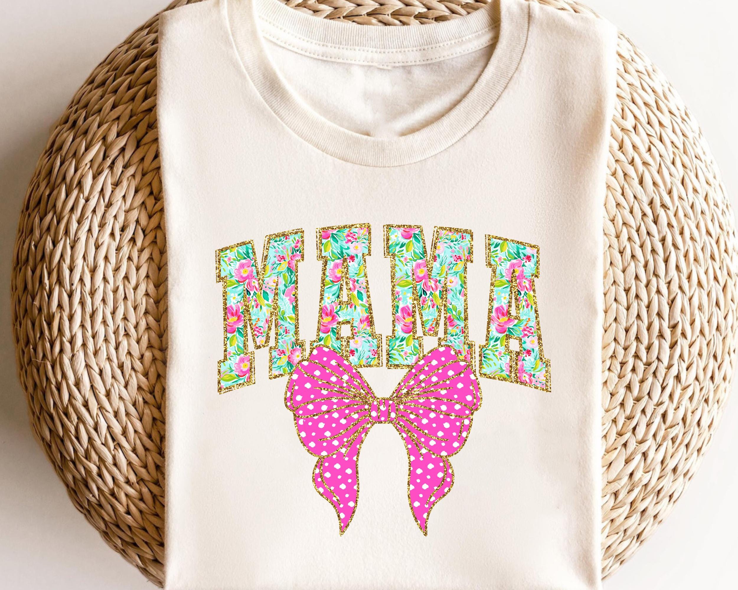 Colorful Coquette Glitter Mama Shirt Gift for Mom Bright Color Mama Sweatshirt with Bow and Dalmatian Dots Sweatshirt – Easygoing Wear · Great Gift For Fans