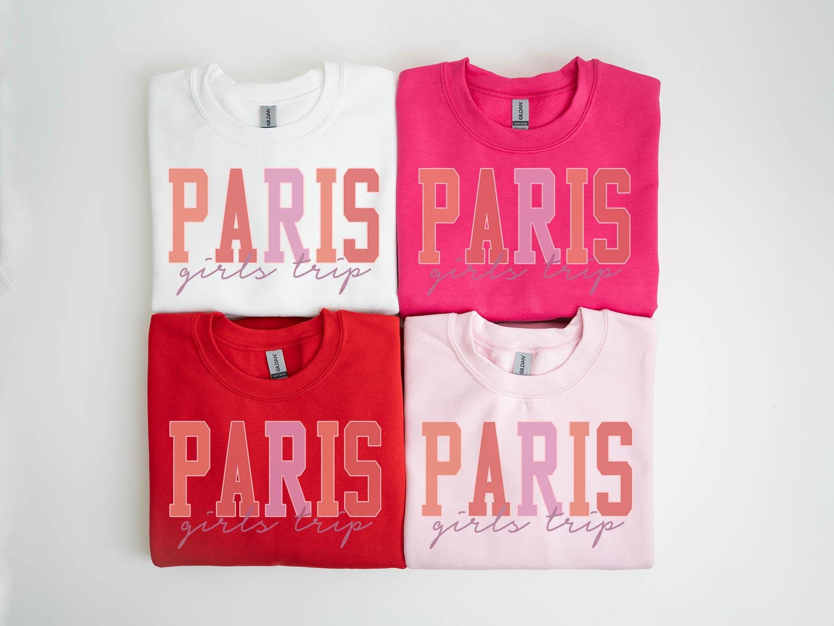 Paris France Sweatshirt Girls Trip Sweatshirt Vacation Matching Group Crewneck Shirt Long Sleeve Sweatshirt – Warm & Stylish · High-Quality Print