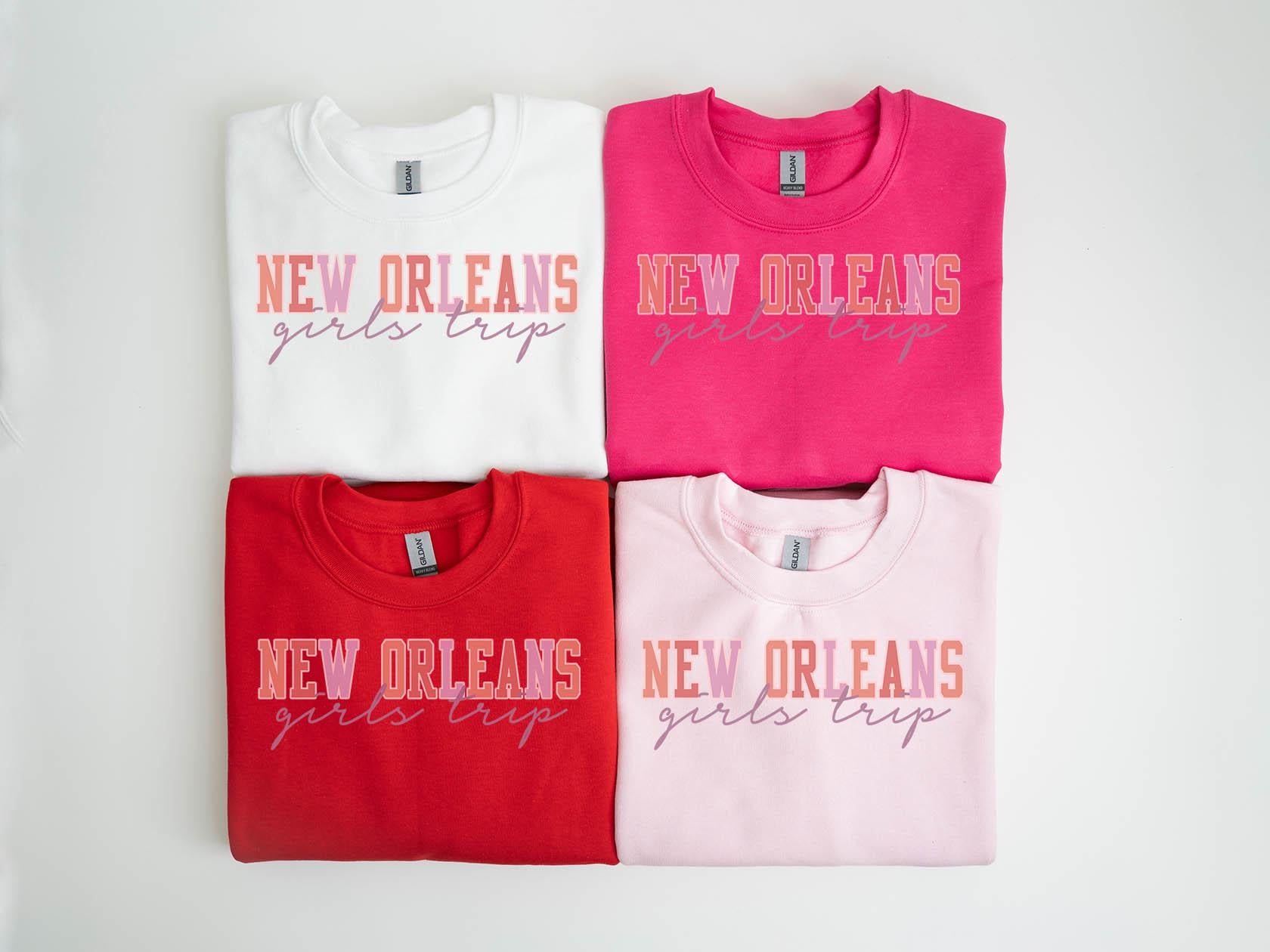 New Orleans NOLA Sweatshirt Girls Trip Sweatshirt Mardi Gras Vacation Matching Group Crewneck Shirt Long Sleeve Sweatshirt – Cozy Vibes · High-Quality Print