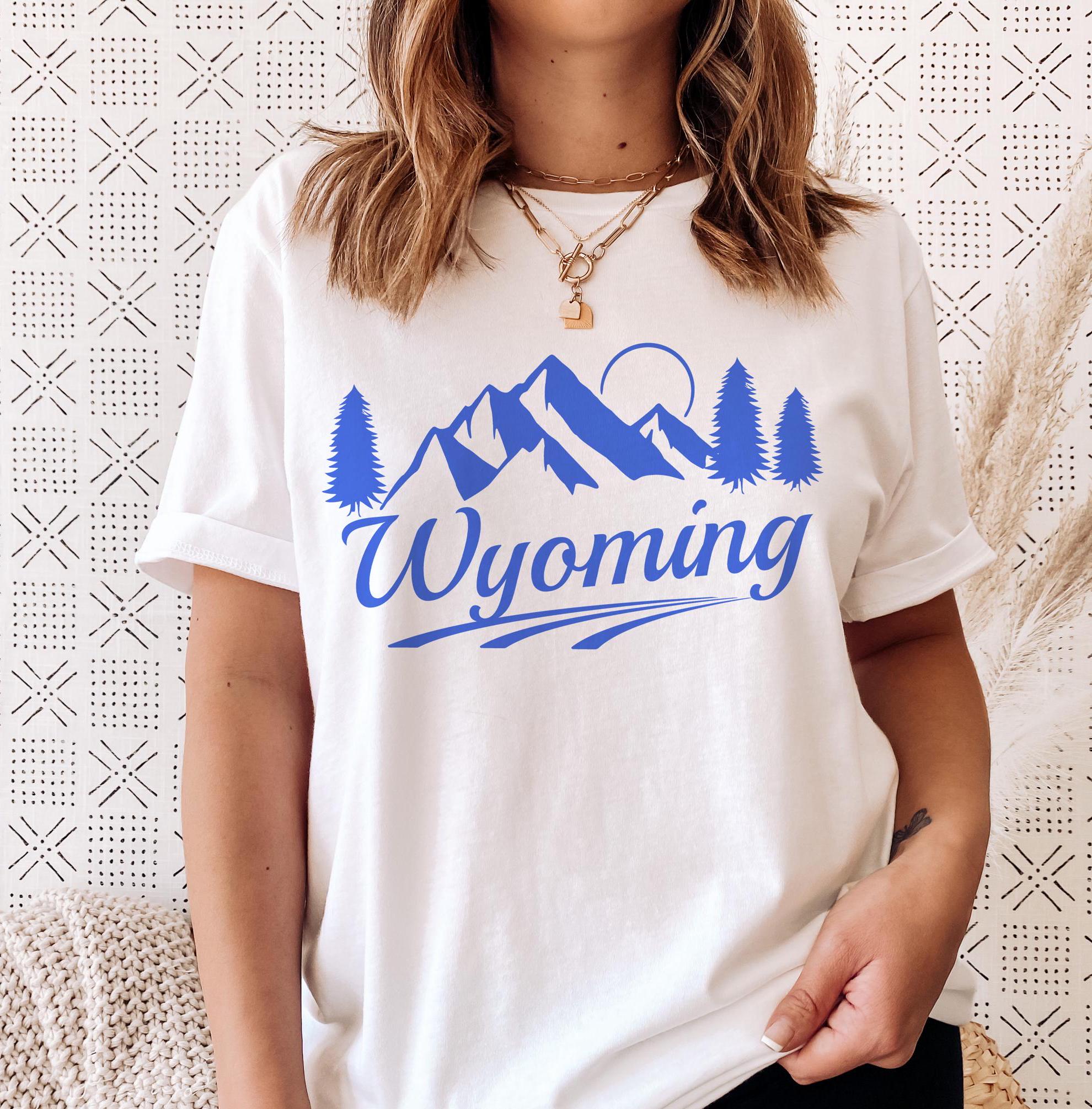 Wyoming TShirt Retro Mountain Unisex Wyoming Shirt Personalization Available Graphic Tee – Aesthetic Look · Trending Graphic Apparel