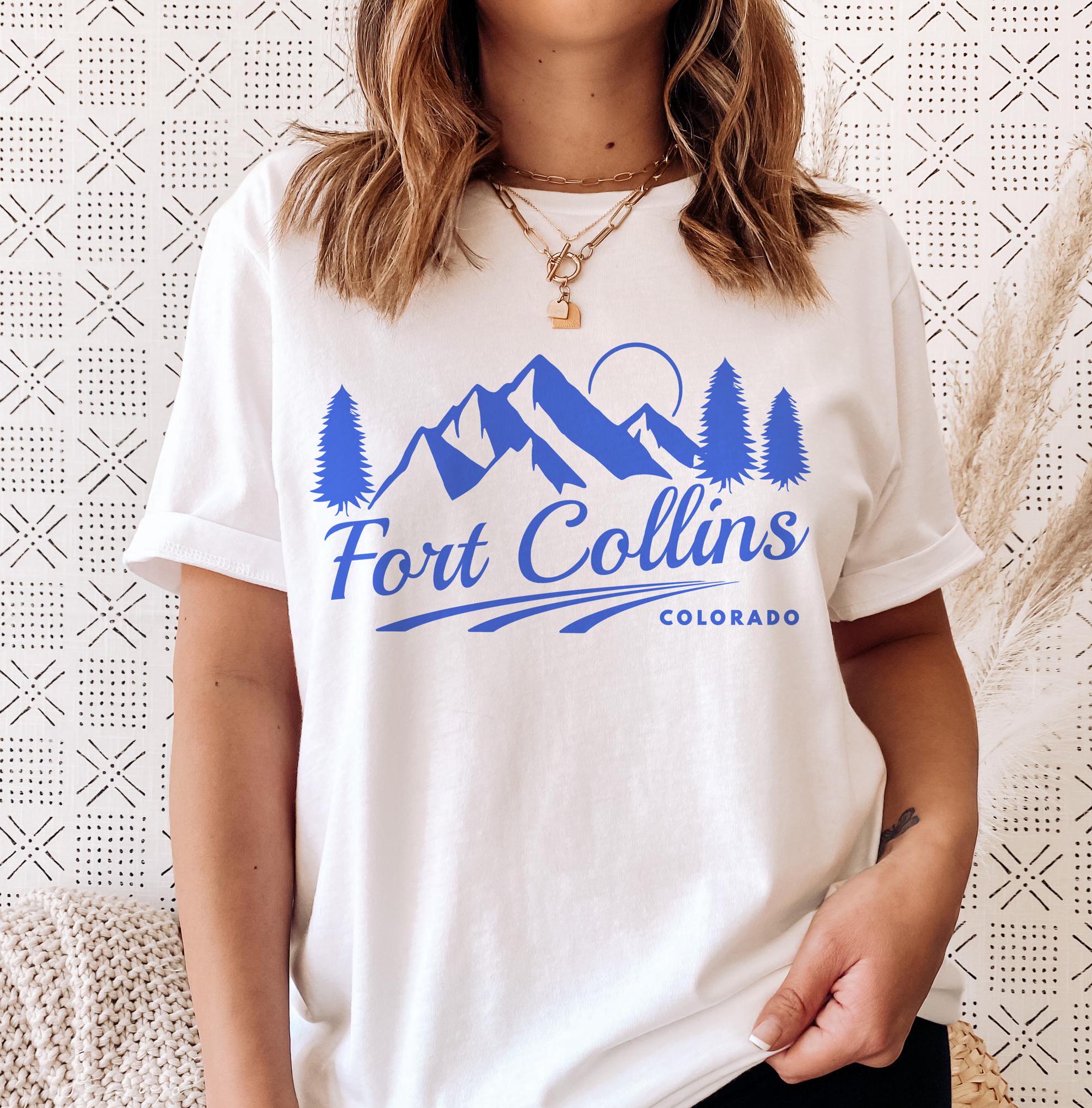 Fort Collins Colorado TShirt Retro Mountain Unisex Fort Collins Shirt Personalization Available Graphic Tee – Feel-Good Design · Perfect For Daily Wear