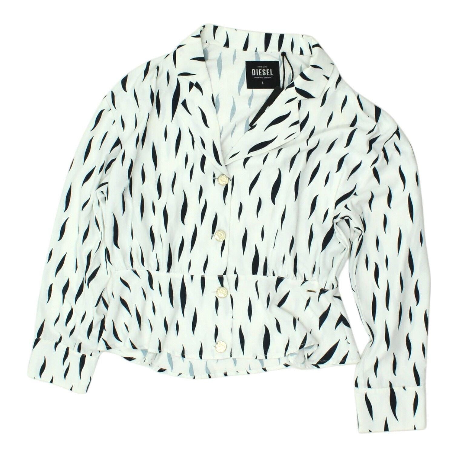 Diesel Womens White Patterned Button Up Blouse Vintage High End Designer Shirt Graphic Tee – Cozy Vibes · Top Pick For Any Outfit