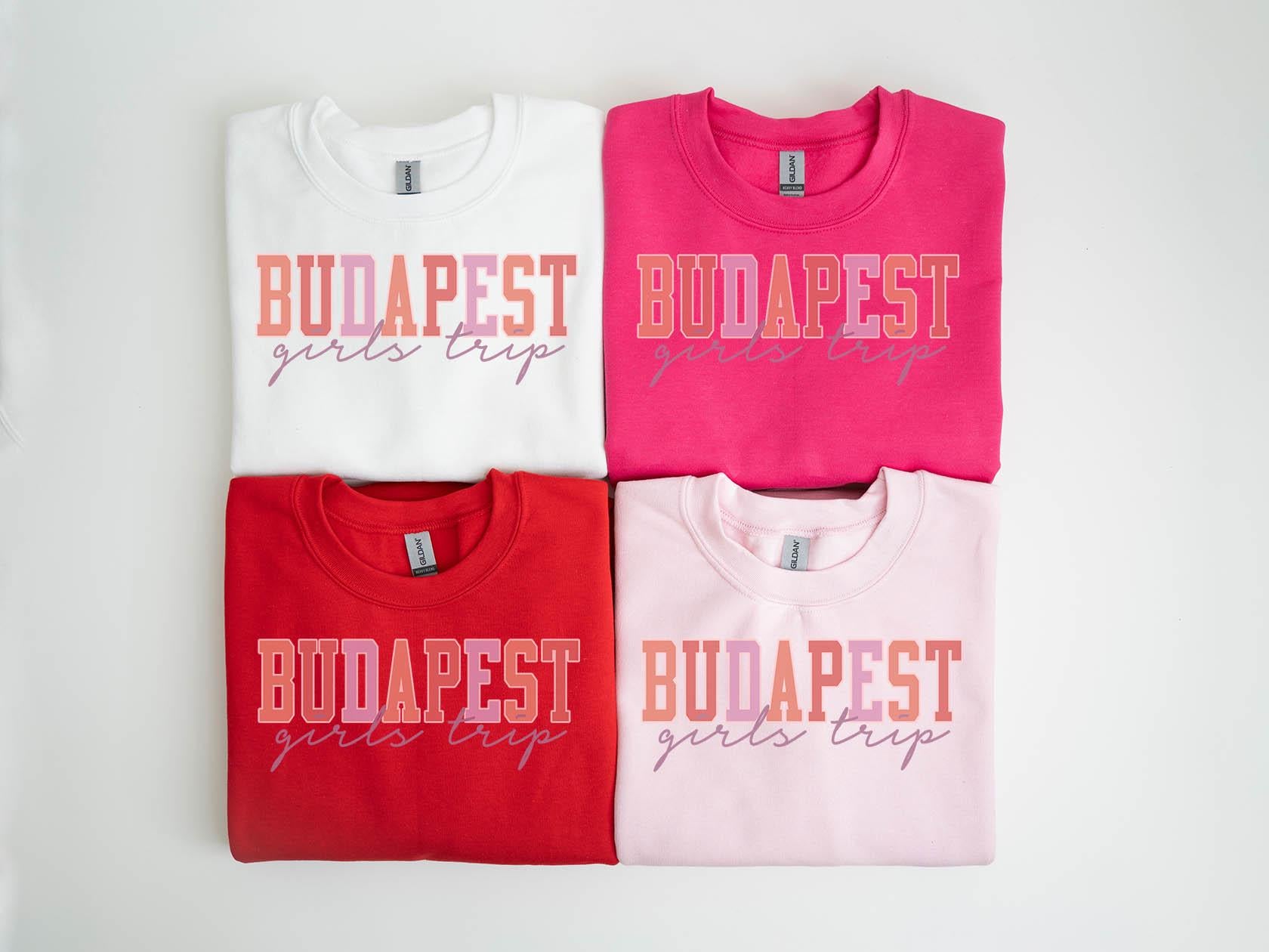 Budapest Sweatshirt Girls Trip Sweatshirt Vacation Matching Group Crewneck Shirt Long Sleeve Sweatshirt – Warm & Stylish · Must-Have Style
