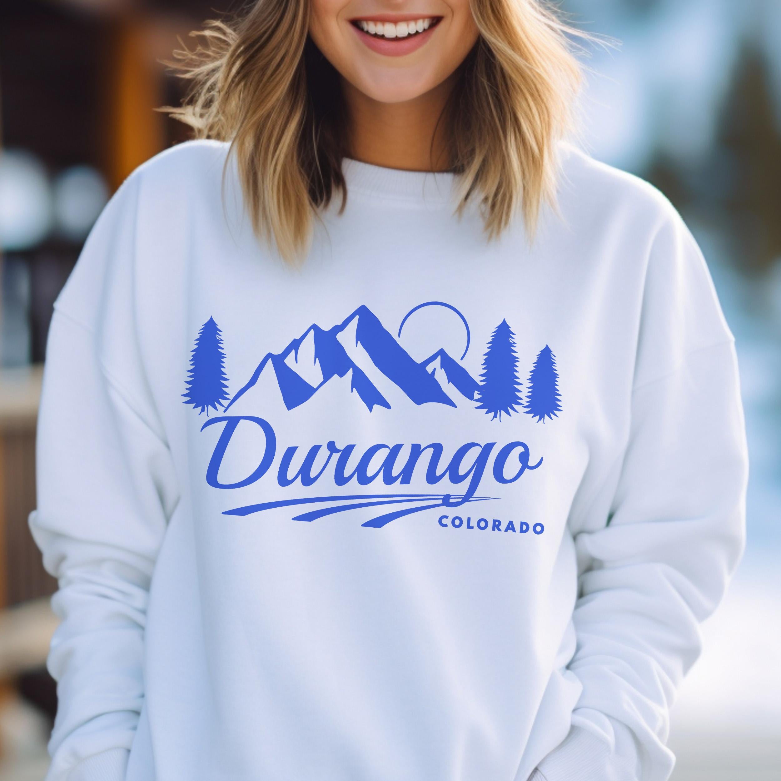 Durango Colorado Sweatshirt Unisex Mountain Durango Sweatshirt Personalization Available Sweatshirt – Cozy Vibes · Must-Have Style