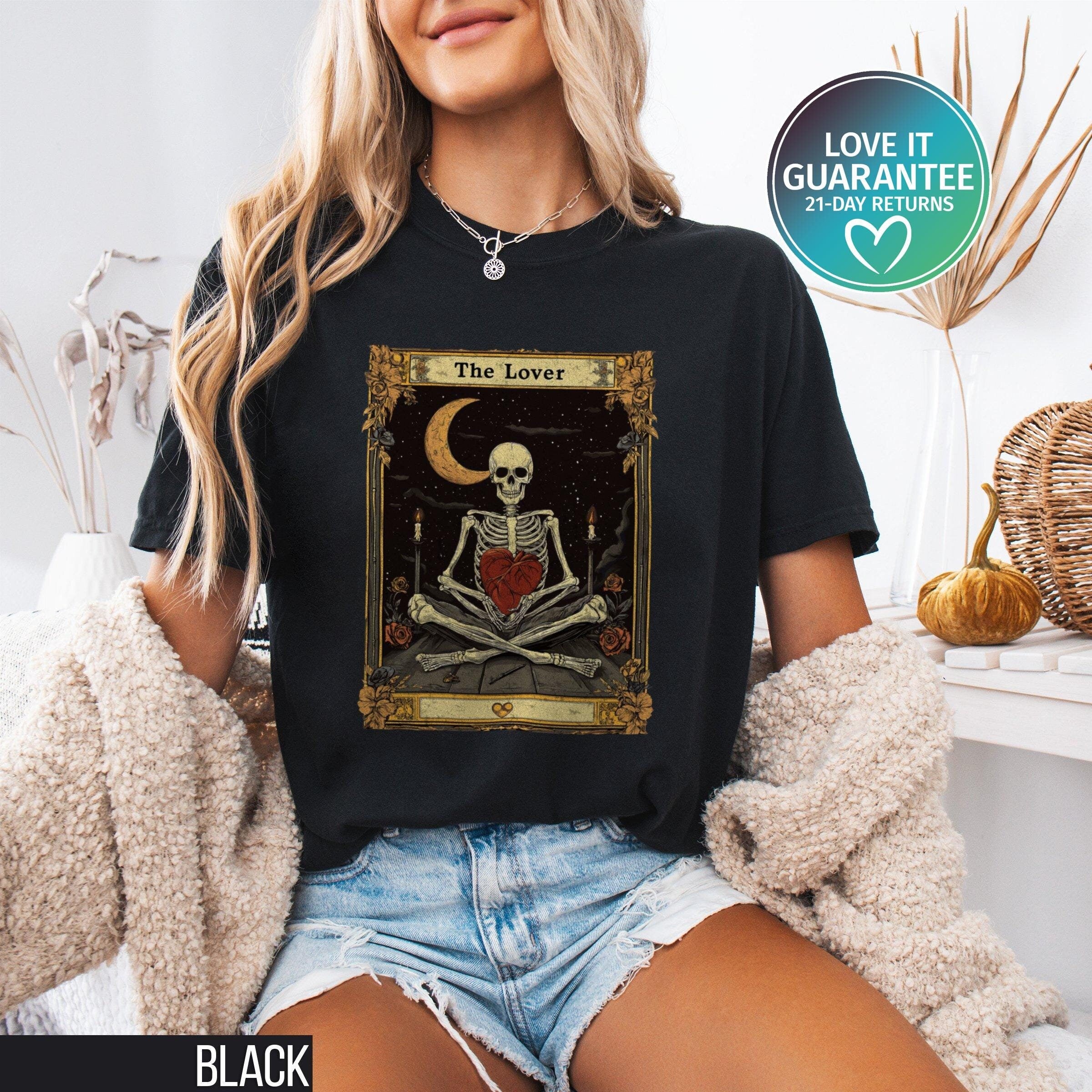 Skeleton Heart Skeleton Couple Valentines Crewneck Whimsigoth Cothing Valentine Outfit Oracle Cards Tarot Card Shirt Skeleton Shirt Graphic Tee – Everyday Comfort · Must-Have Style