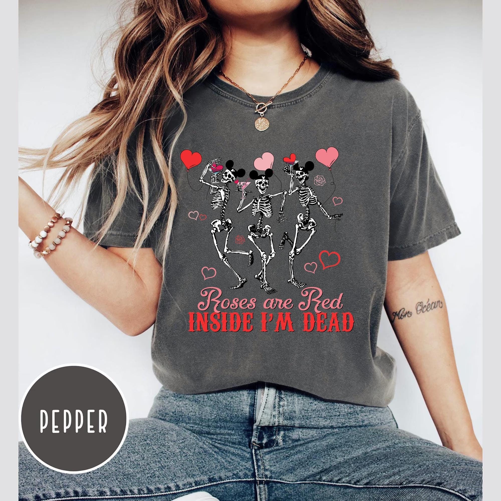 Roses Are Red Inside I39m Dead Shirt Valentine39s Day Shirt Valentine39s Day Sweatshirt Dancing Skeleton Valentines Shirt I39m Dead Inside Sweatshirt – Aesthetic Look · Top Pick For Any Outfit