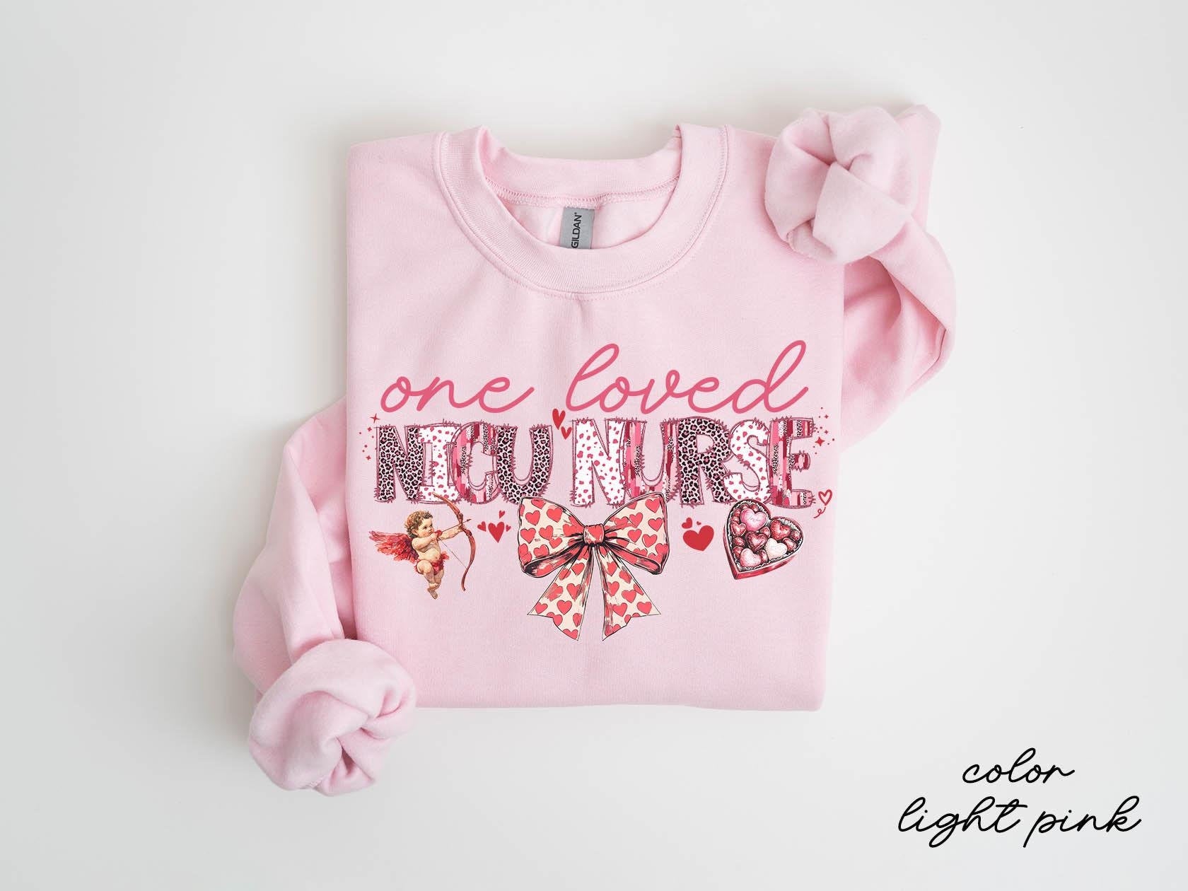 NICU Nurse Life Valentine39s Day Sweatshirt NICU Nurse Gifts Brushstroke Coquette Bow Crewneck Shirt Women Sweatshirt – Cozy Vibes · Trending Graphic Apparel